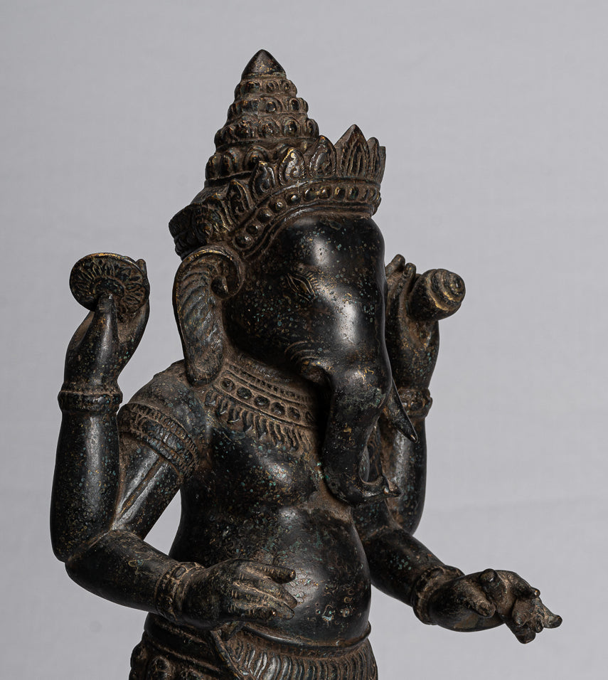 Ganesha Statue.Antike Khmer Stil Montiert Stehende Bronze Angkor Wat Ganesha Statue 8554cm/22"