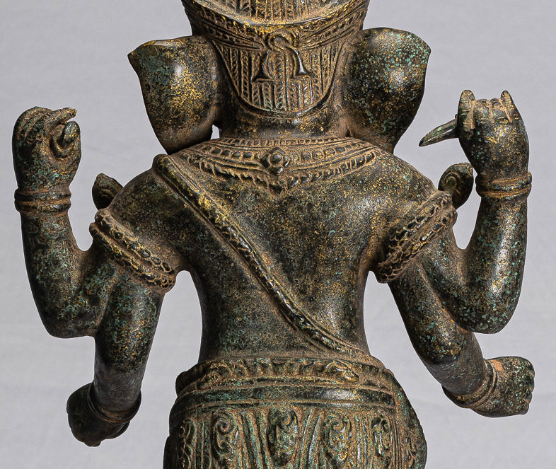Ganesha-Statue – Antiker Khmer-Stil, montierte stehende Bronze-Angkor-Wat-Ganesha-Statue – 59 cm/24 Zoll