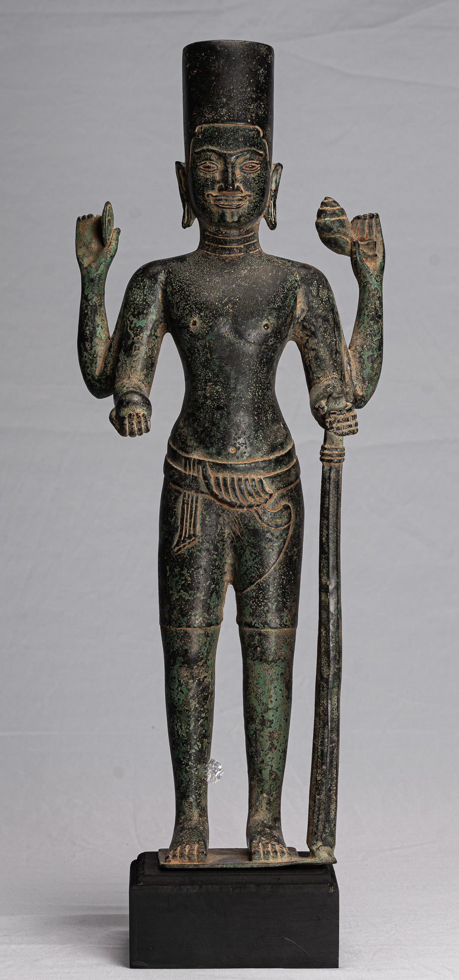 Antique Khmer Style Phnom Kulen Vishnu Statua - Protettore e Conserver - 58Cm/23 "