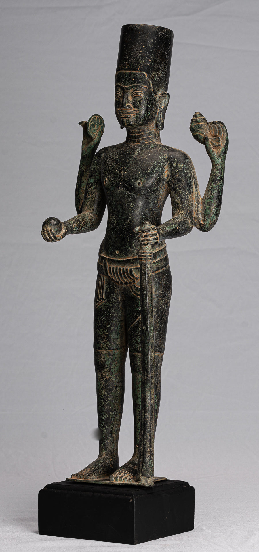 Antique Khmer Style Phnom Kulen Vishnu Statua - Protettore e Conserver - 58Cm/23 "