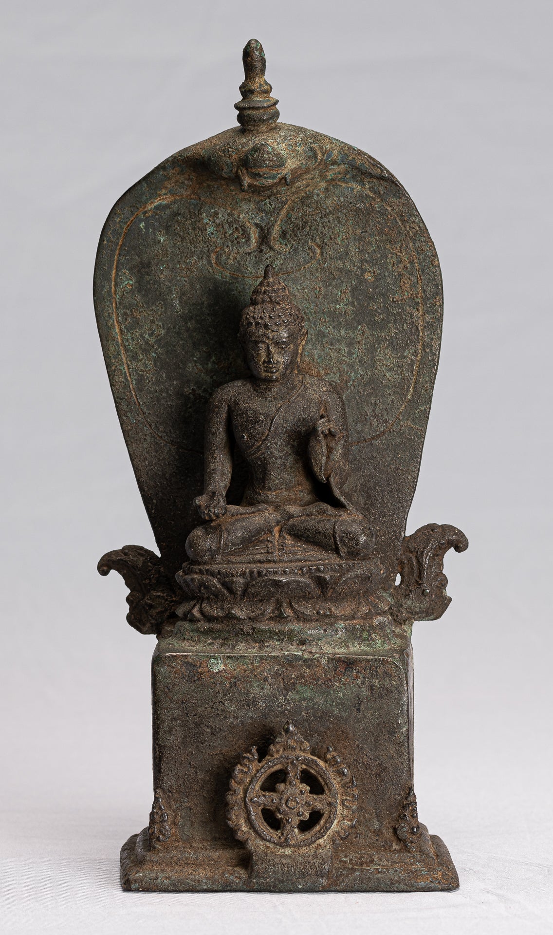 Statue di Buddha - Antique in stile indonesiano seduto bronzo giavanese insegnamento Buddha - 28 cm/11 "