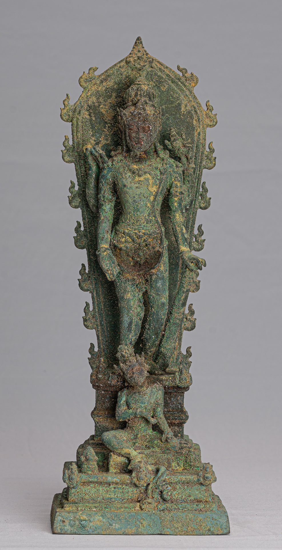 Vishnu - Antique stile indonesiano Majapahit Java in piedi Bronzo Vishnu Statua - 38 cm/15 "