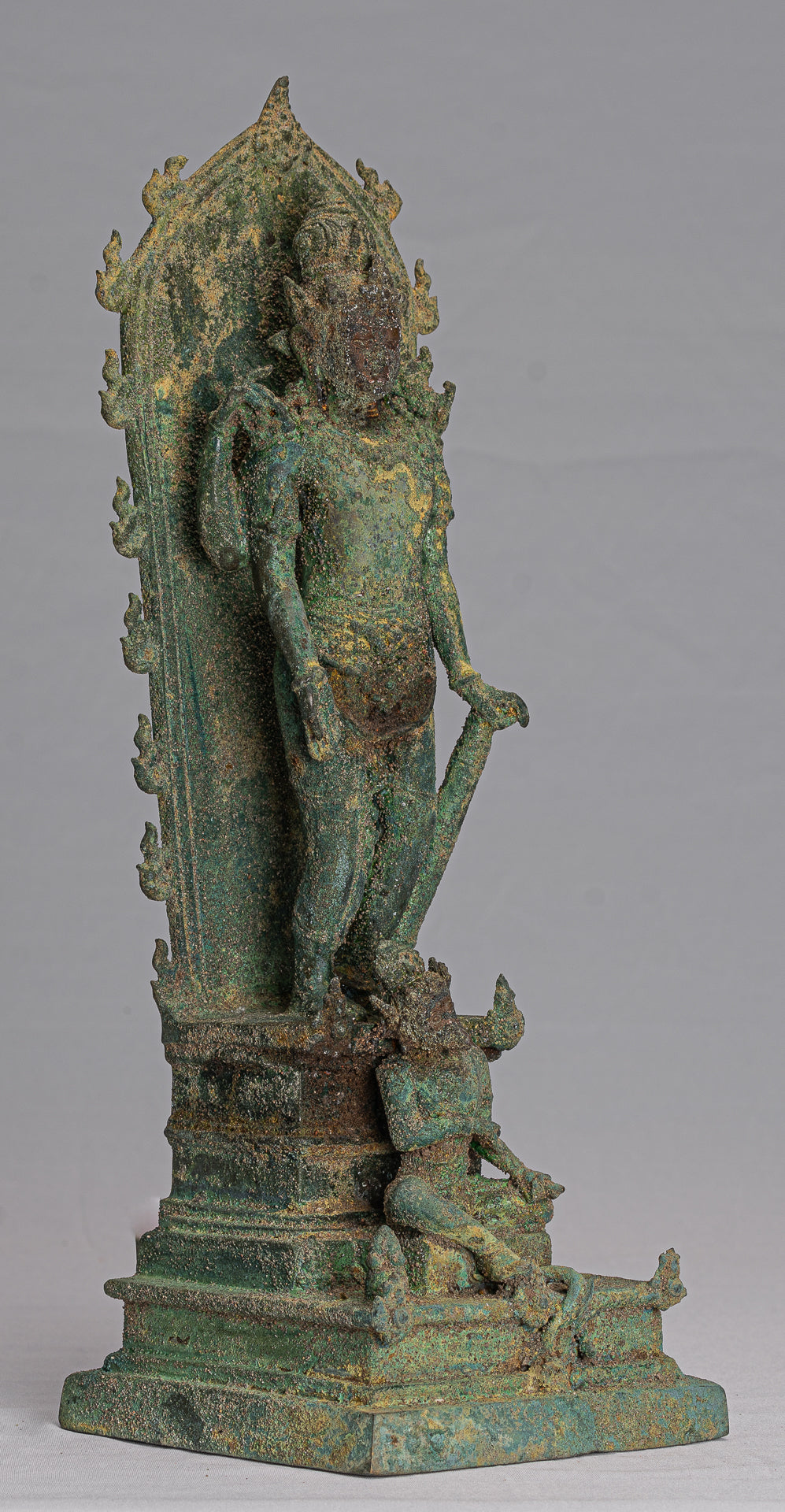 Vishnu - Antique stile indonesiano Majapahit Java in piedi Bronzo Vishnu Statua - 38 cm/15 "