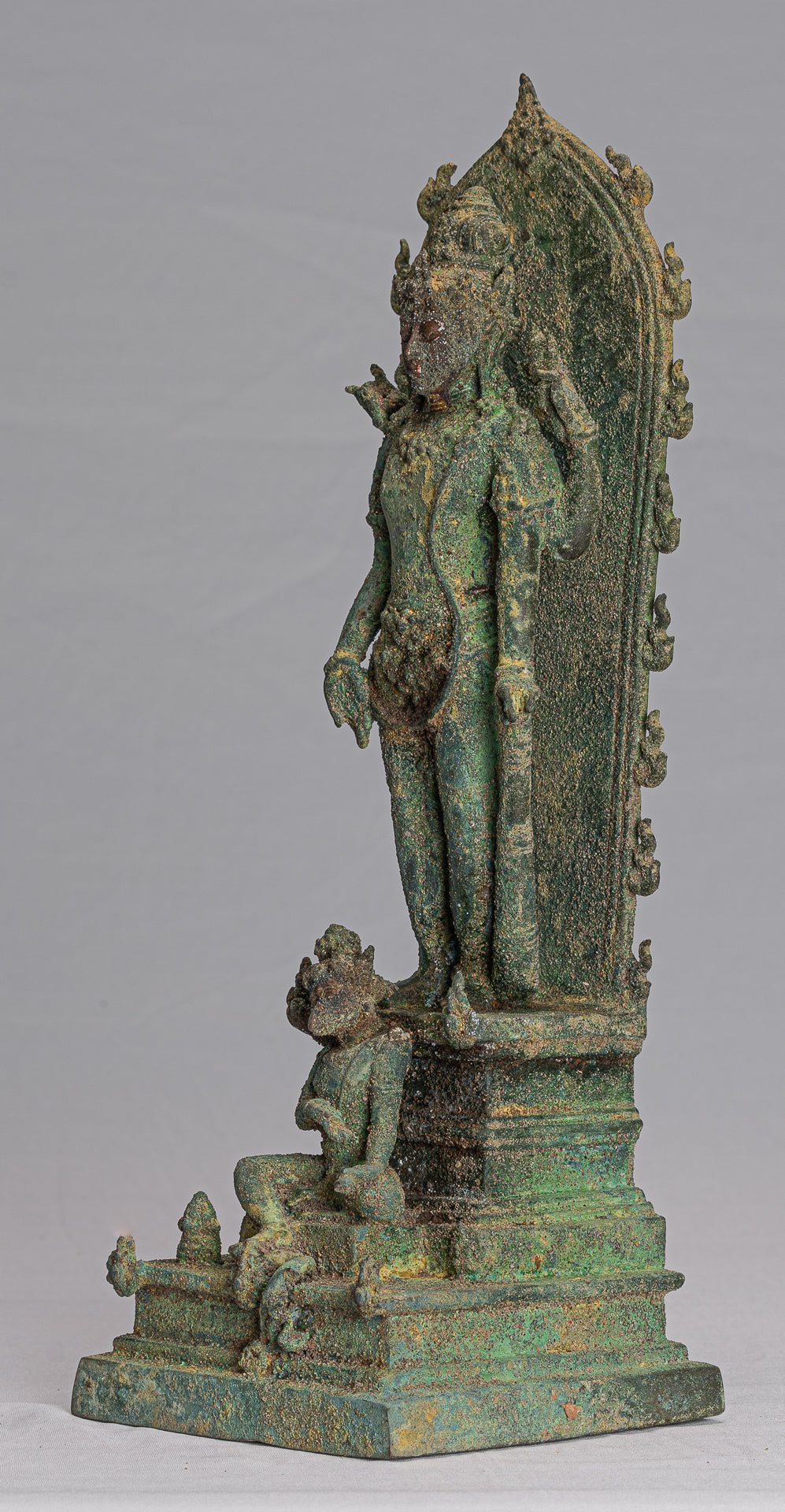 Vishnu - Antique stile indonesiano Majapahit Java in piedi Bronzo Vishnu Statua - 38 cm/15 "