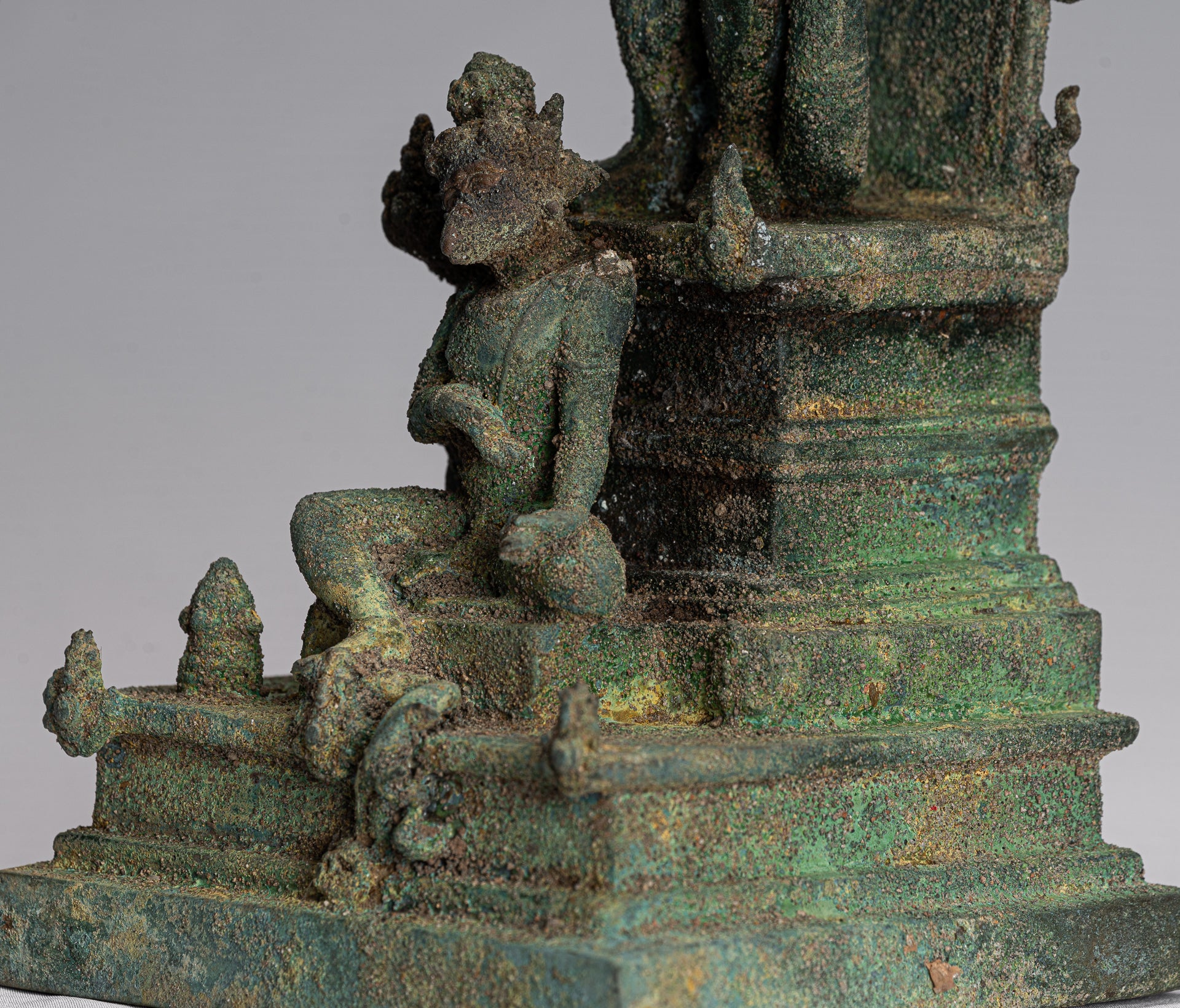 Vishnu - Antique stile indonesiano Majapahit Java in piedi Bronzo Vishnu Statua - 38 cm/15 "