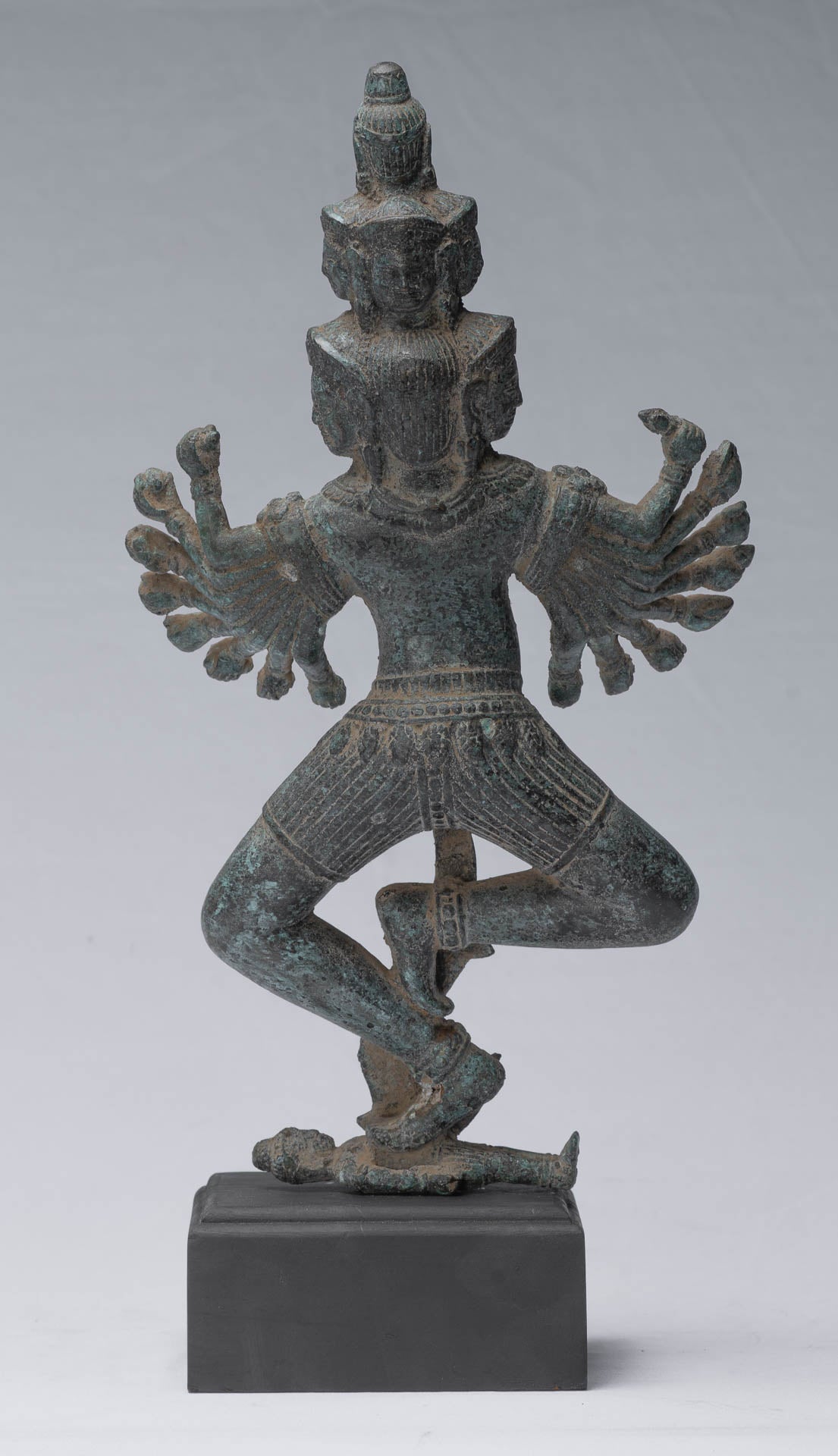 Statue antique d'Angkor Wat Hevajra en bronze debout de style khmer – 39 cm de haut