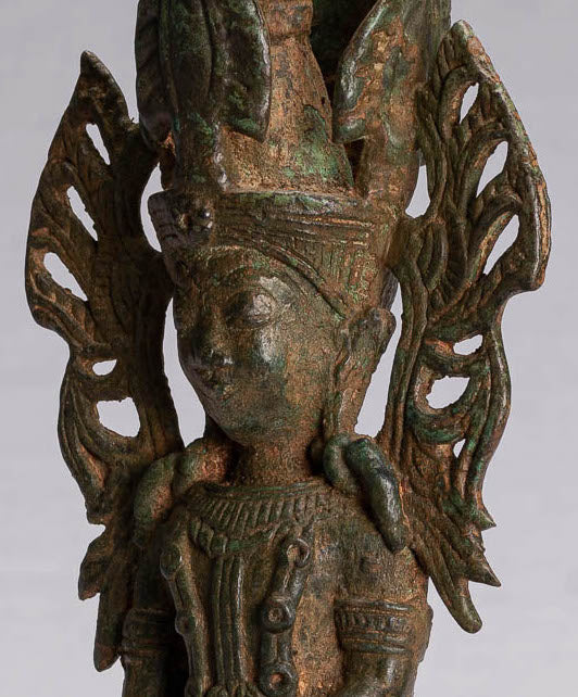 Statue de Bouddha – Statue de Bouddha assis en bronze de style birman antique – 35 cm.