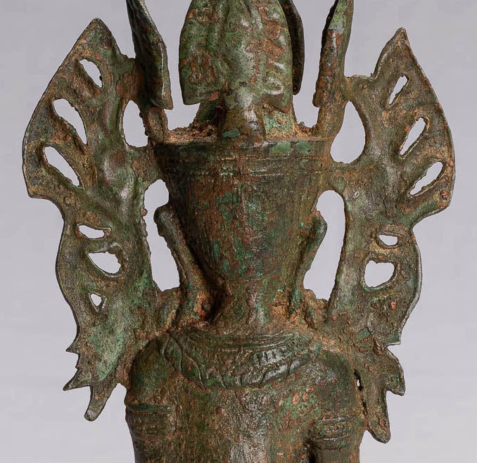 Statue de Bouddha – Statue de Bouddha assis en bronze de style birman antique – 35 cm.