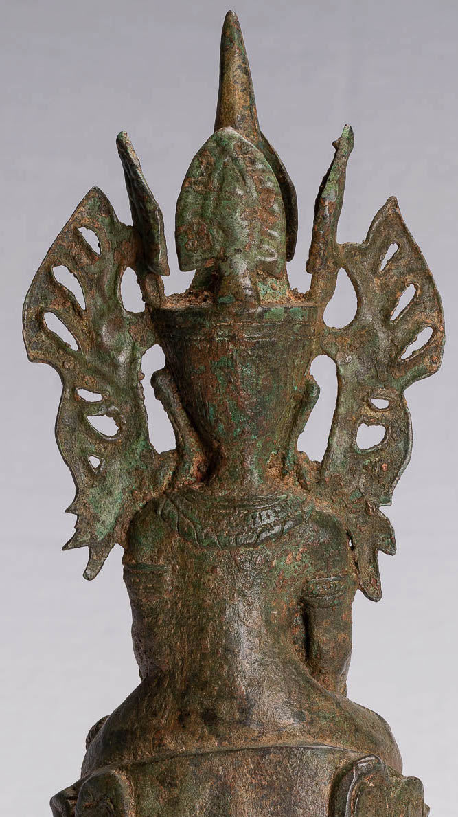 Statue de Bouddha – Statue de Bouddha assis en bronze de style birman antique – 35 cm.