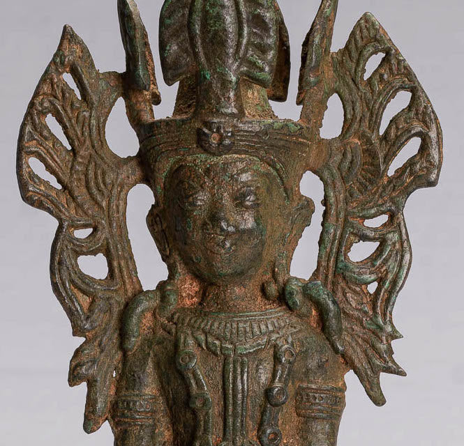 Statue de Bouddha – Statue de Bouddha assis en bronze de style birman antique – 35 cm.