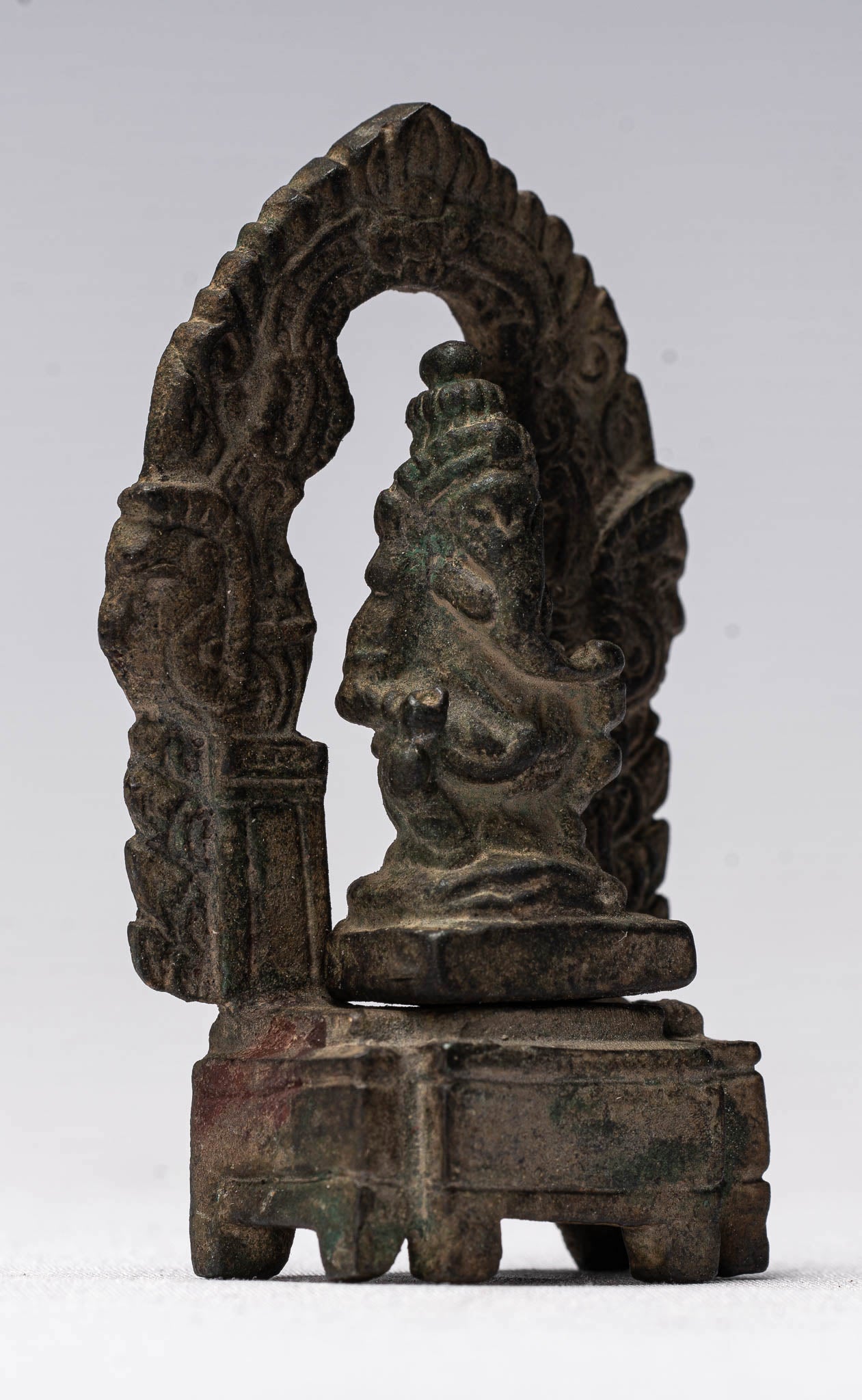 Ganesha Statue-Antike thailändische Stil Enthroned Bronze Seated Ganesha Statue-6.5cm/3"