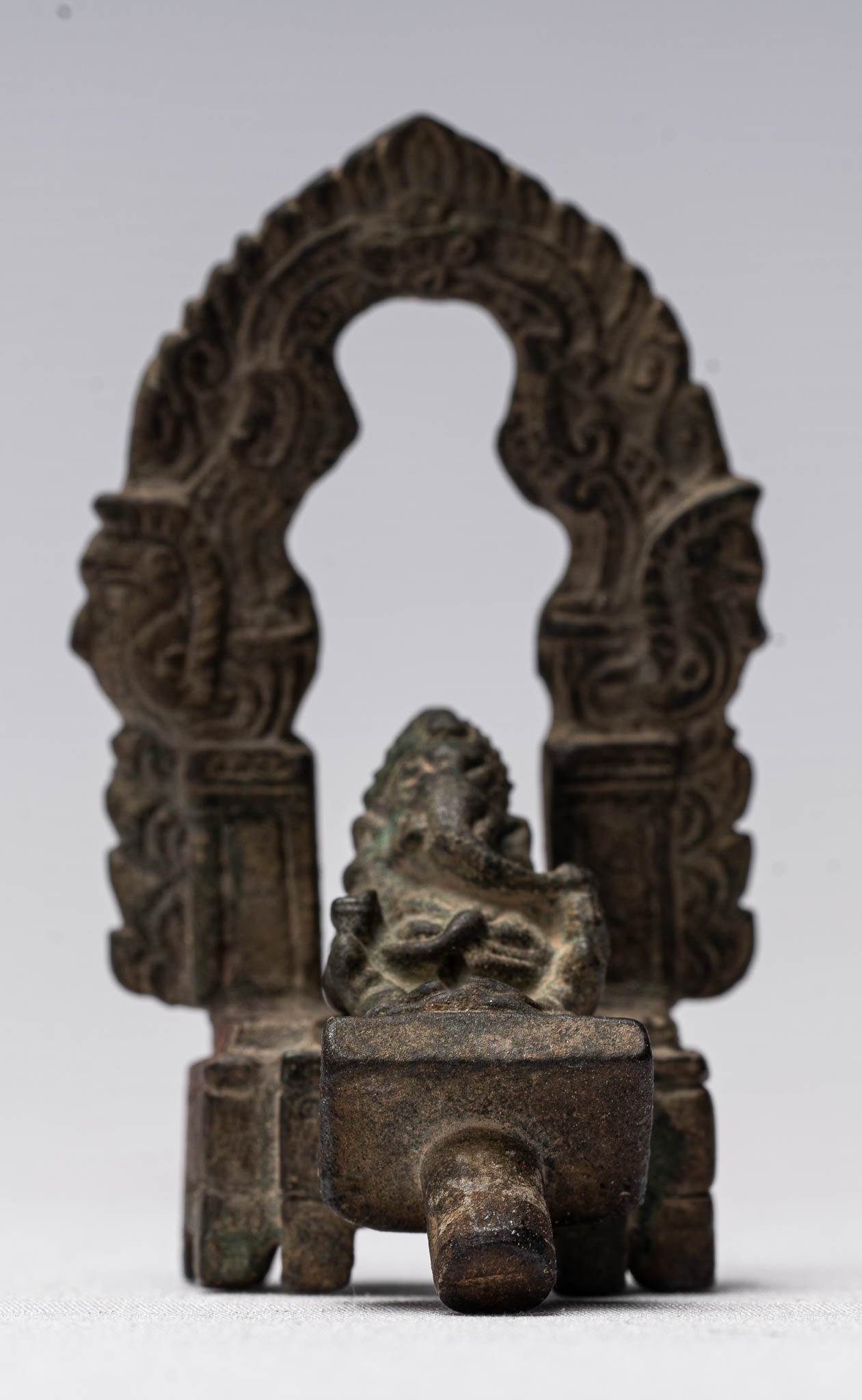 Ganesha Statue-Antike thailändische Stil Enthroned Bronze Seated Ganesha Statue-6.5cm/3"