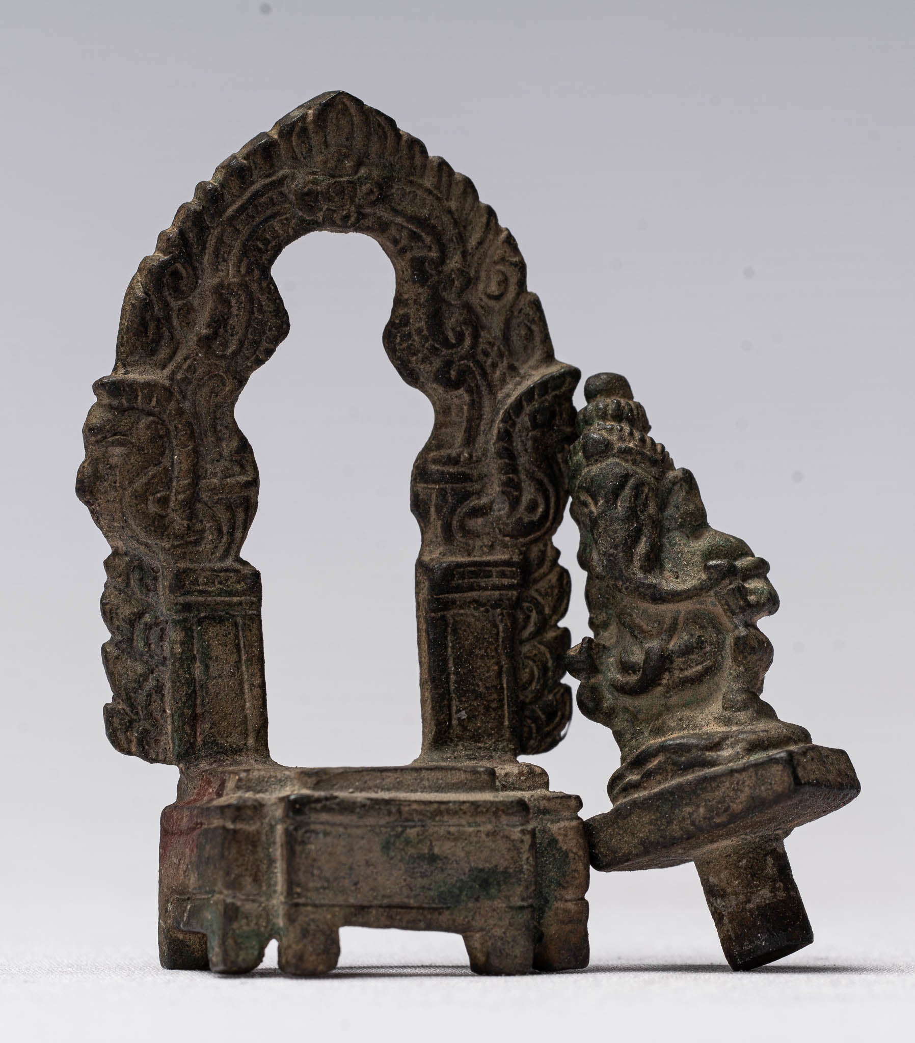 Ganesha Statue-Antike thailändische Stil Enthroned Bronze Seated Ganesha Statue-6.5cm/3"