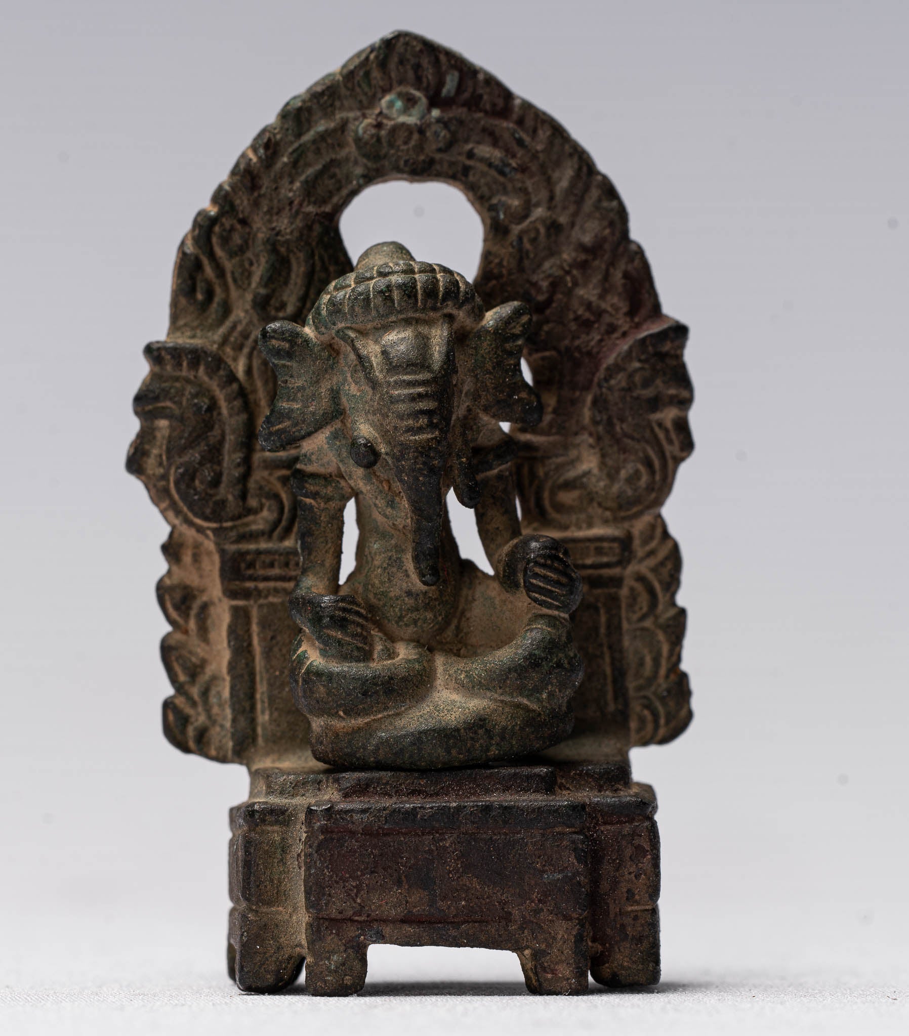 Statue Ganesha - Antique Thai Thai Intronited Bronze Sehot Ganesha Statue - 6,5 cm/3 "