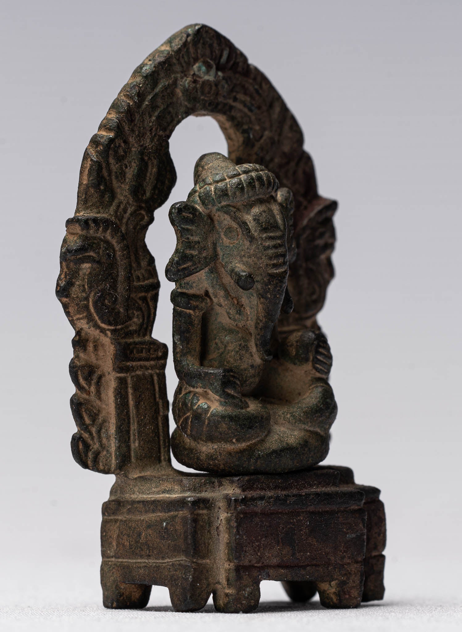 Statue Ganesha - Antique Thai Thai Intronited Bronze Sehot Ganesha Statue - 6,5 cm/3 "