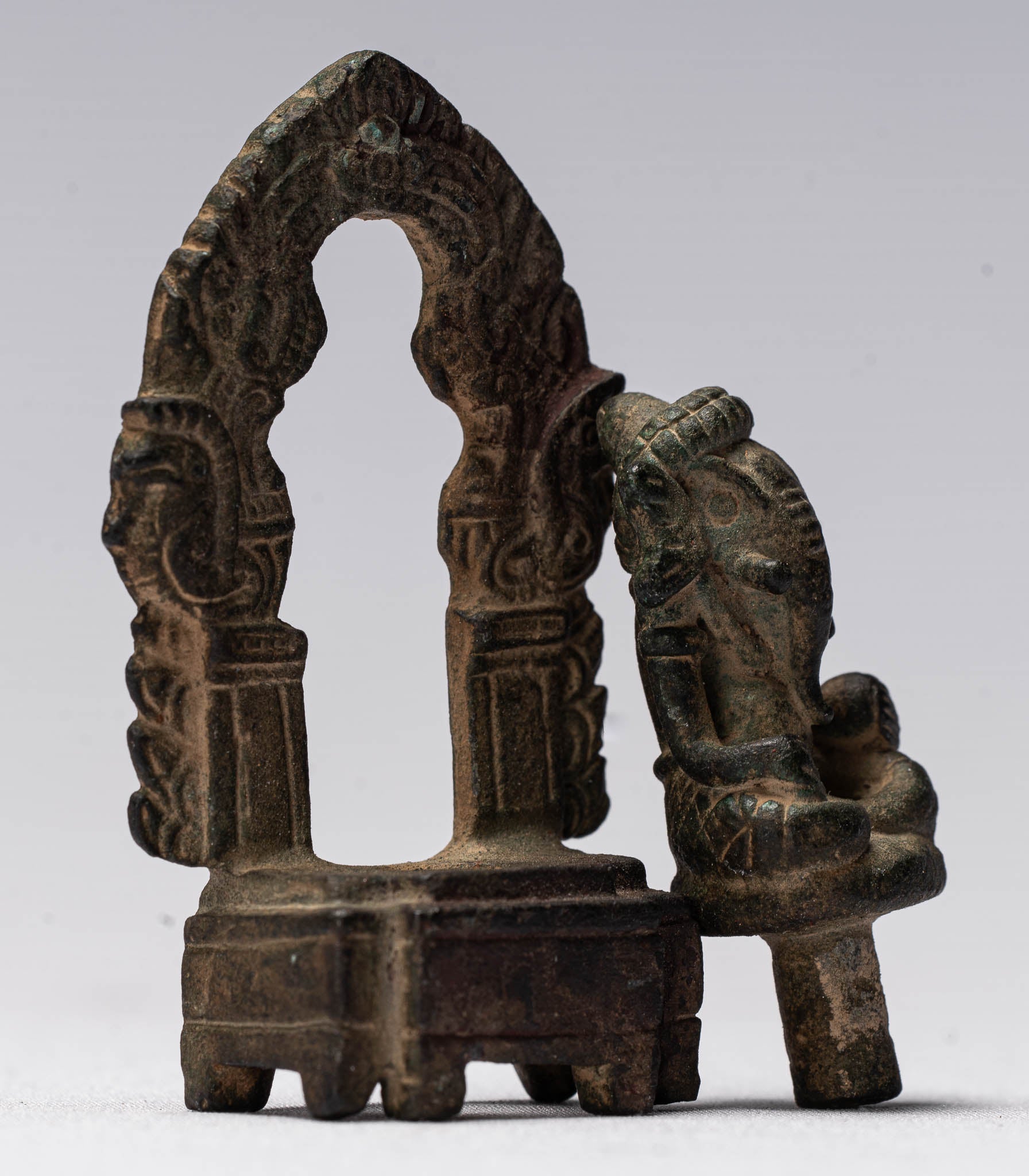 Statue Ganesha - Antique Thai Thai Intronited Bronze Sehot Ganesha Statue - 6,5 cm/3 "