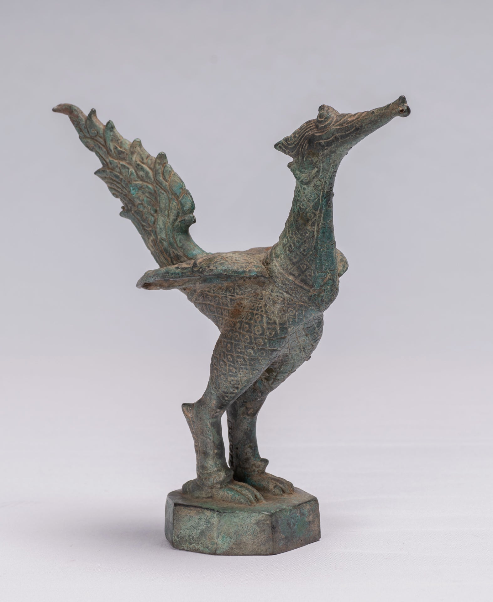 Estilo tailandés antiguo de estilos de pie de bronce míricos mítico/ganso/pavo real - 24 cm/10 "Tallantique Thai Style Standing Bronze Mídrico Mídrico/Goose/Peacock - 24 cm/10" de alto