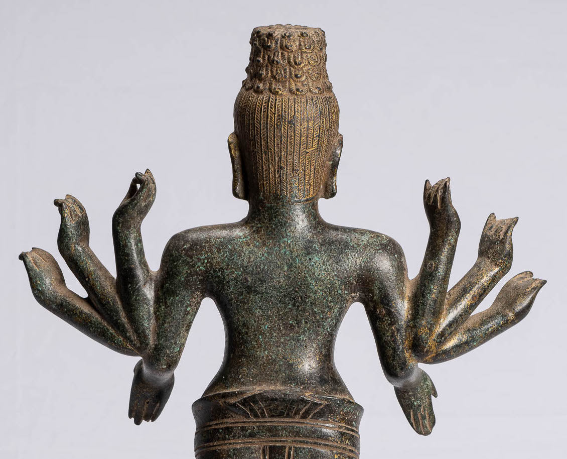 Antike Khmer Stil Bronze Bayon Stil Stehende Lokeshvara Statue 23cm/22"