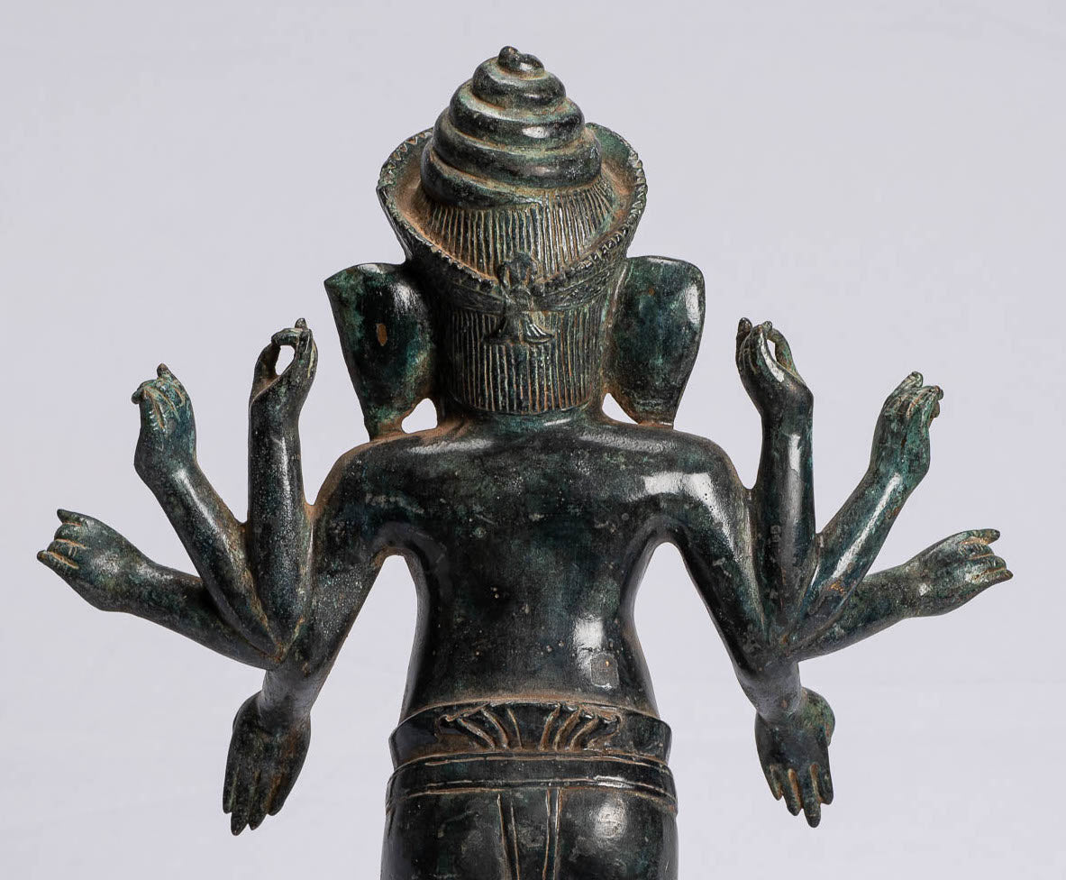 Ganesha-Statue – stehende Bronze-Bajon-Ganesh-Statue im antiken Khmer-Stil – 51 cm.