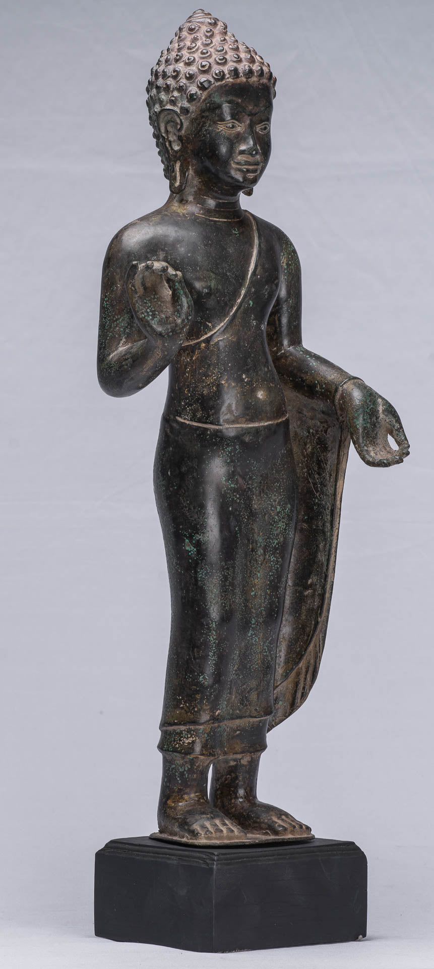Buddha Statue-Antike Thai Style Dvaravati Bronze Standing Preaching Buddha Statue 55cm/22 "
