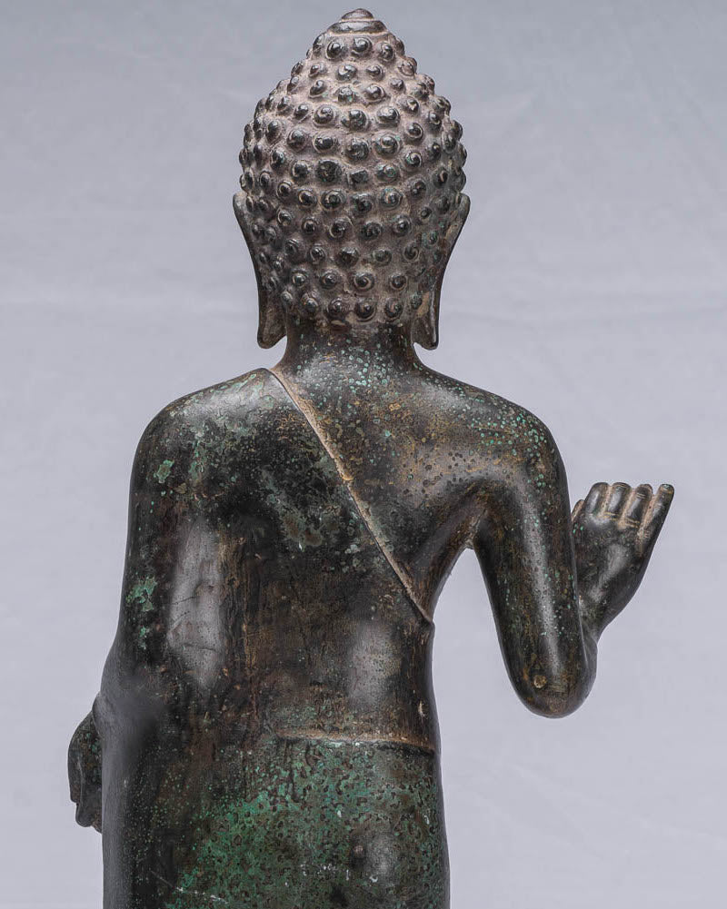 Buddha Statue-Antike Thai Style Dvaravati Bronze Standing Preaching Buddha Statue 55cm/22 "