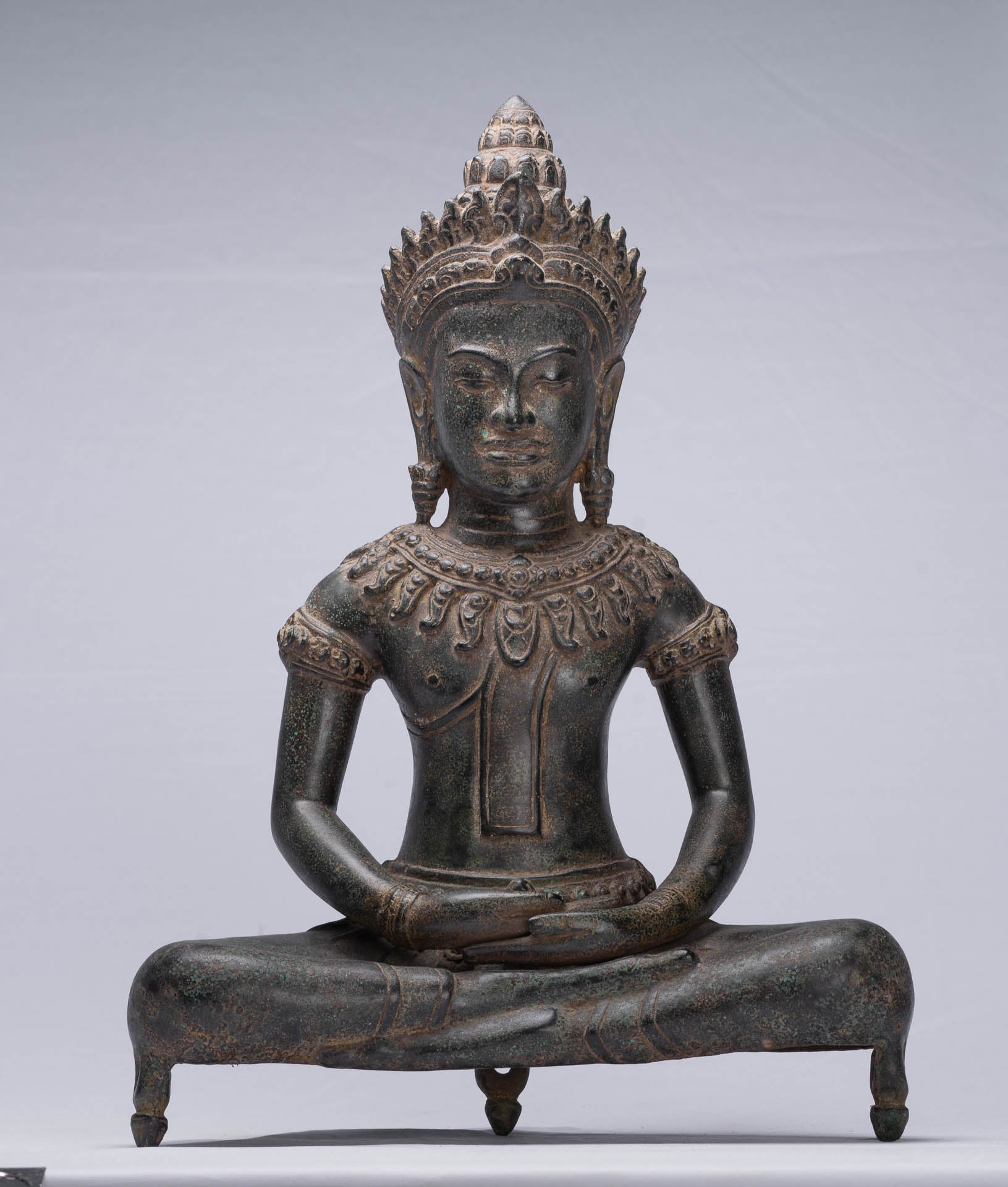 Estatua de Buda - Estatua de Budón de Bayón Antiguo Khmer - Meditation Mudra - 46cm/18 "Estatua de Buda - Estatua de bayón antigüedad "Estatua de Buda - Estatua de Buda de Bayón Antiguo de Bayón - Meditación Mudra - 46cm/18"