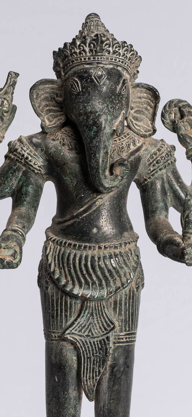 Statue Ganesha - Statua Ganesh in stile antico Khmer in piedi in piedi - 40 cm/16 "