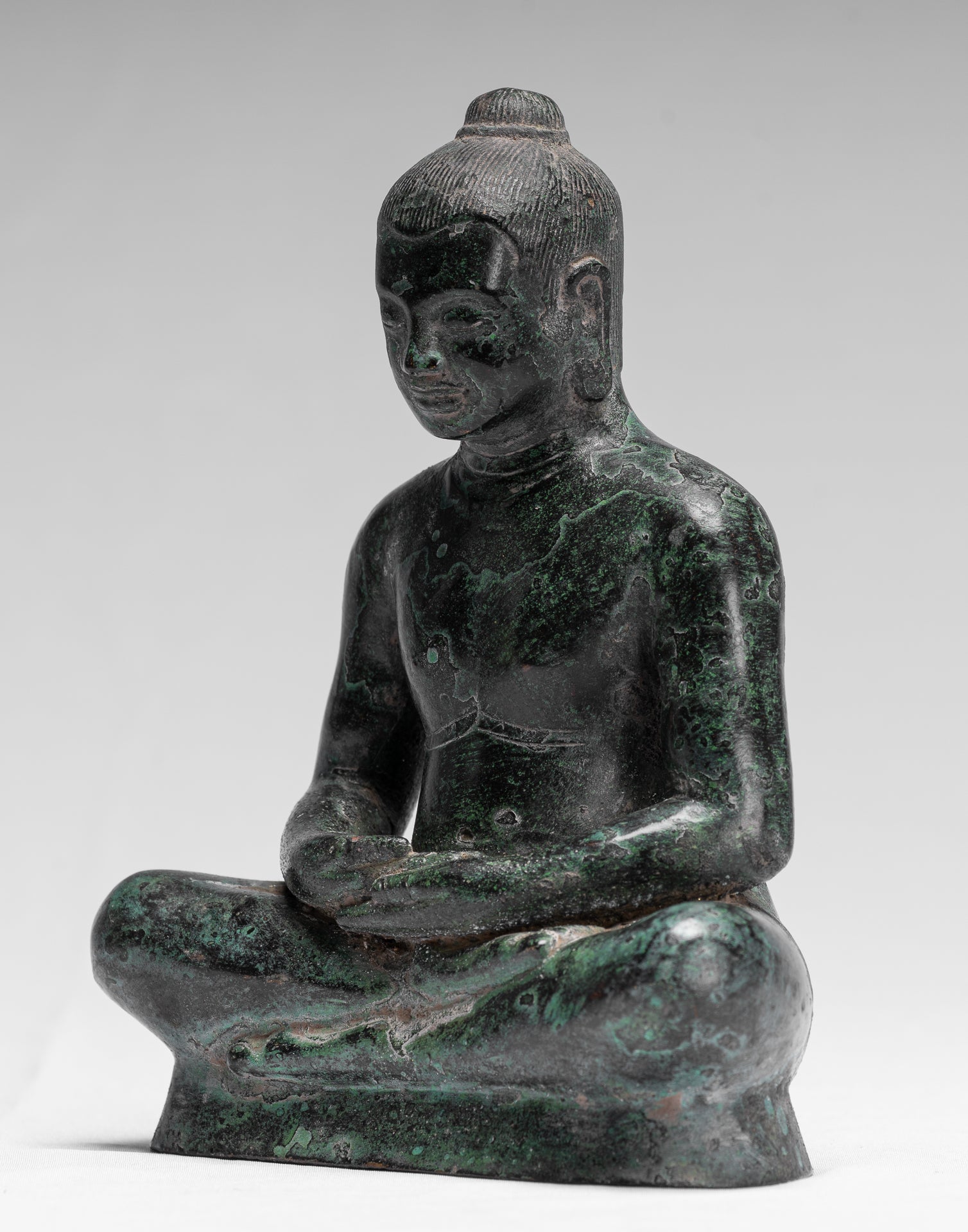 Meditazione di bronzo seduta in stile khmer antico jayavarman vii statua - 18 cm/7 "