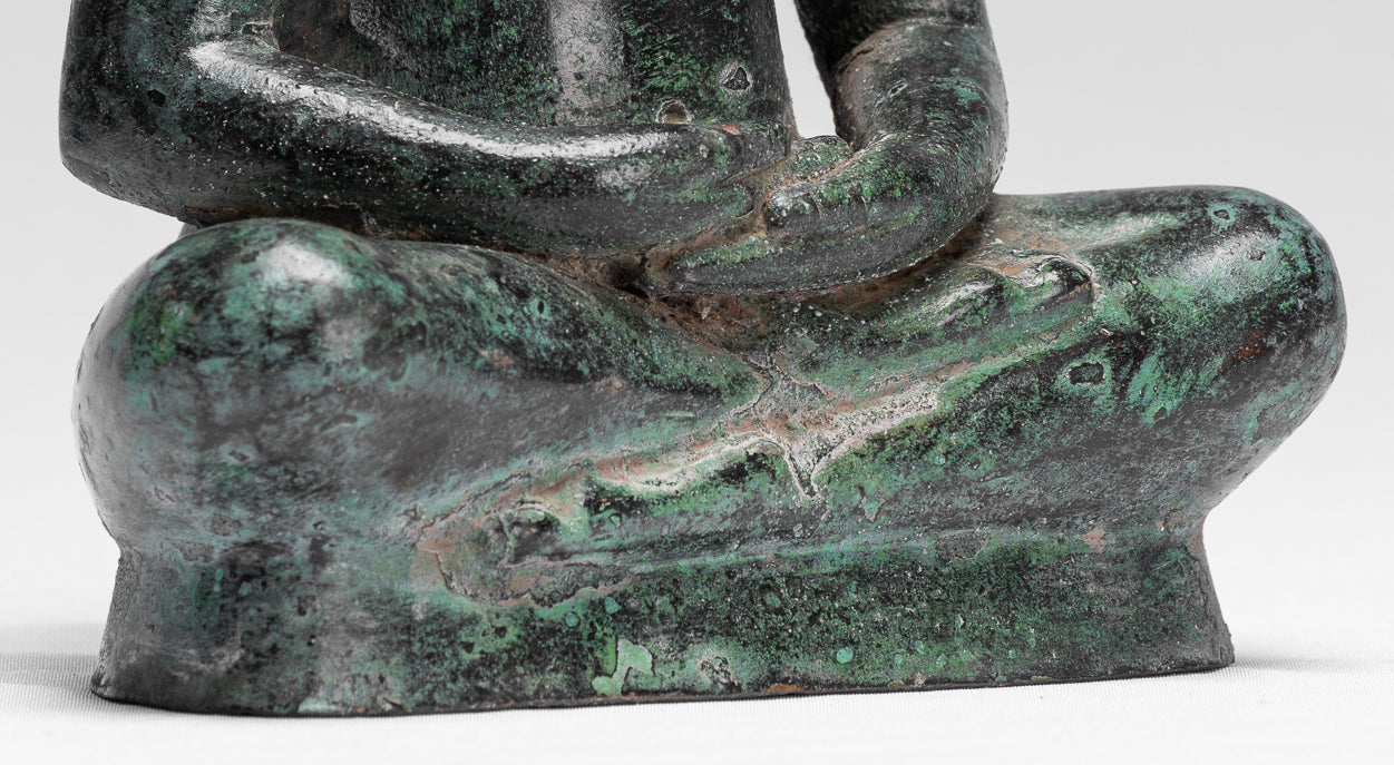 Meditazione di bronzo seduta in stile khmer antico jayavarman vii statua - 18 cm/7 "