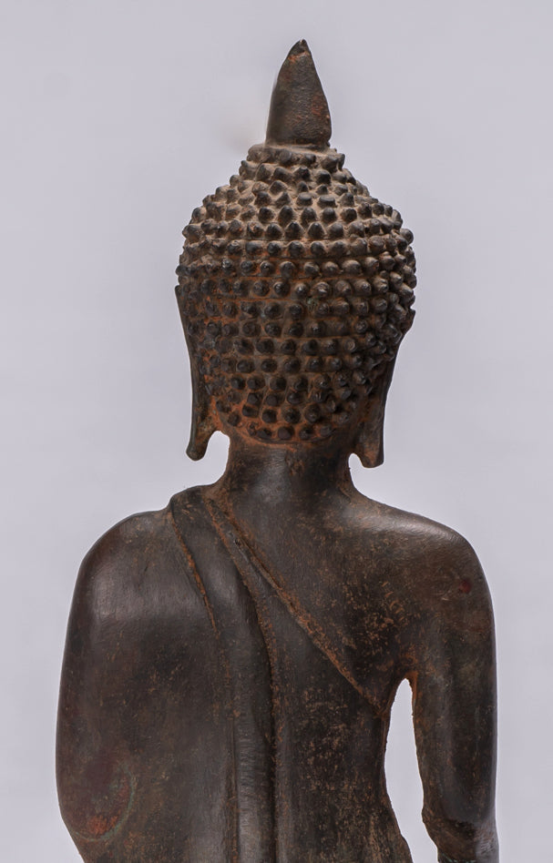 Buddha Statue - Antique Ayutthaya Style Seated Enlightenment Buddha Statue - 29cm/12"