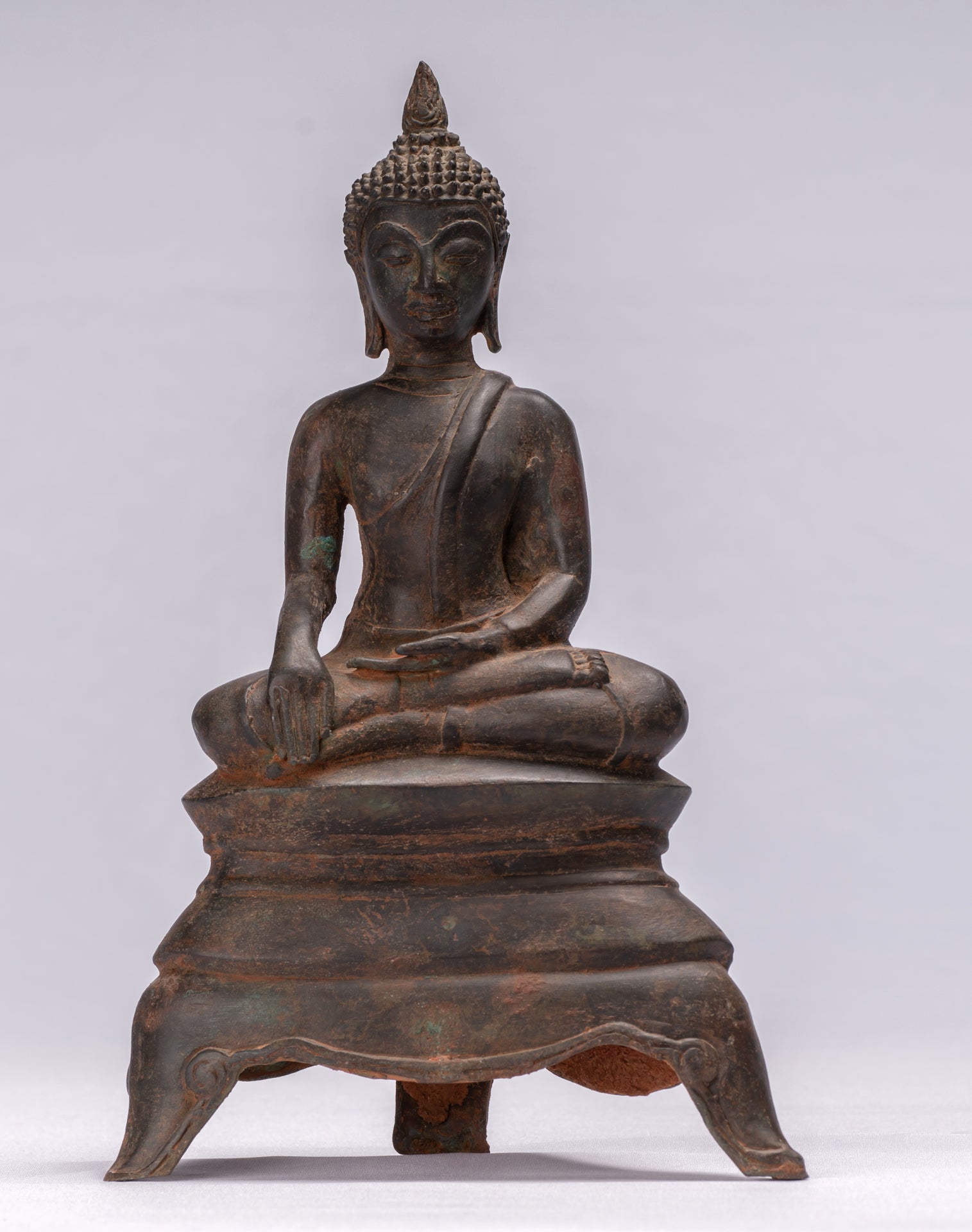 Buddha Statue - Antique Ayutthaya Style Seated Enlightenment Buddha Statue - 29cm/12"