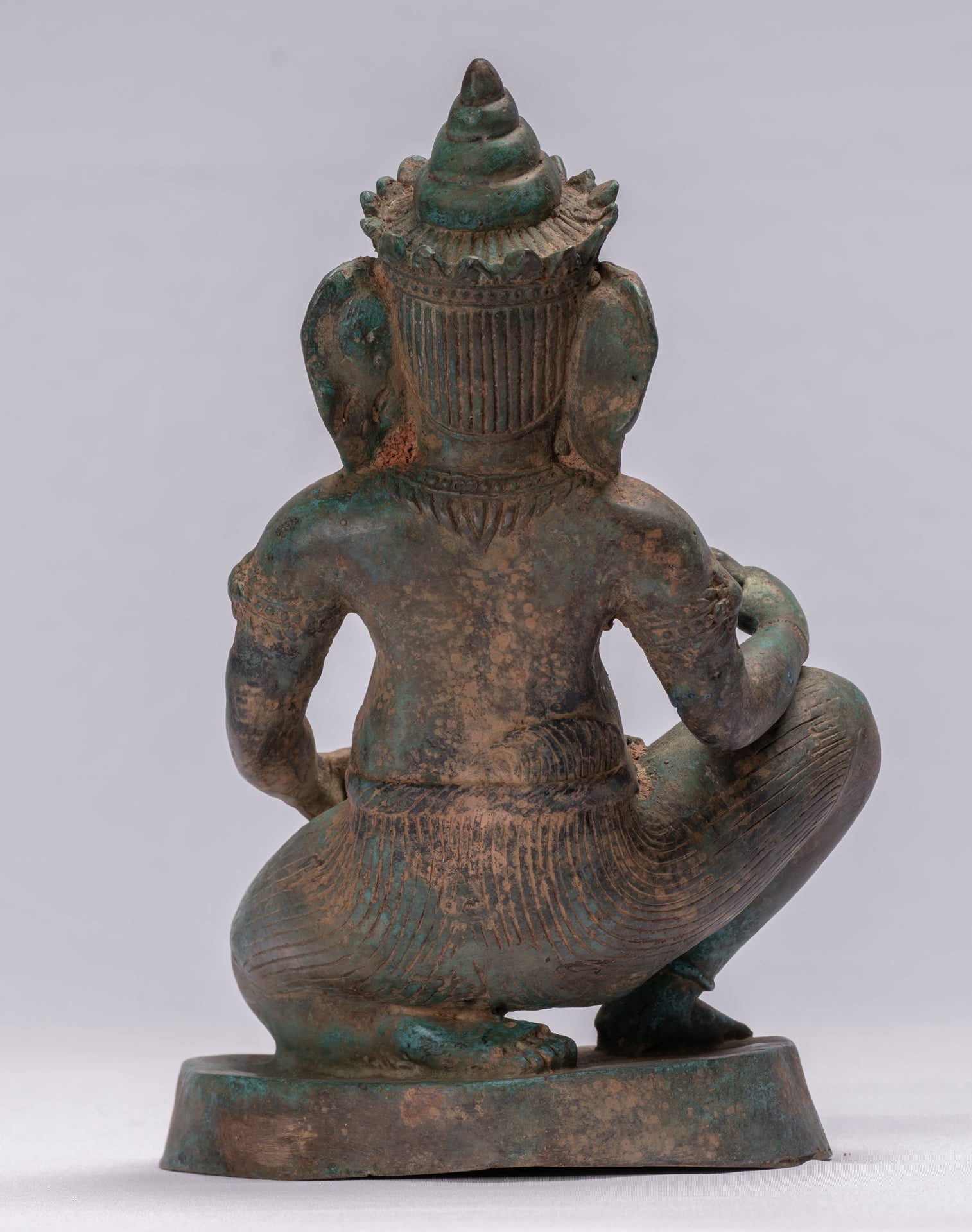 Statue Ganesha - Statua Ganesh in ginocchio in bronzo tailandese antico - 25 cm/10 "