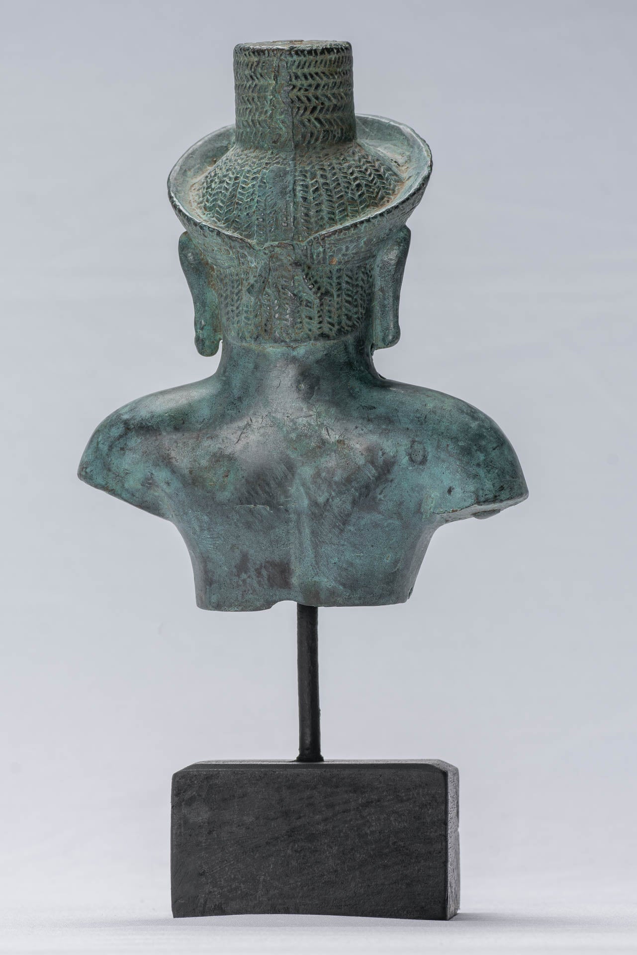 Estatua de Shiva - Estatua de Torso Montado de bronce antiguo de estilo Khmer - 27 cm/11 "