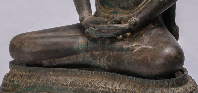 Statua Buddha - Antique Thai Thai Bronzo Meditazione seduta Naga Buddha Statua - 66 cm/26 "