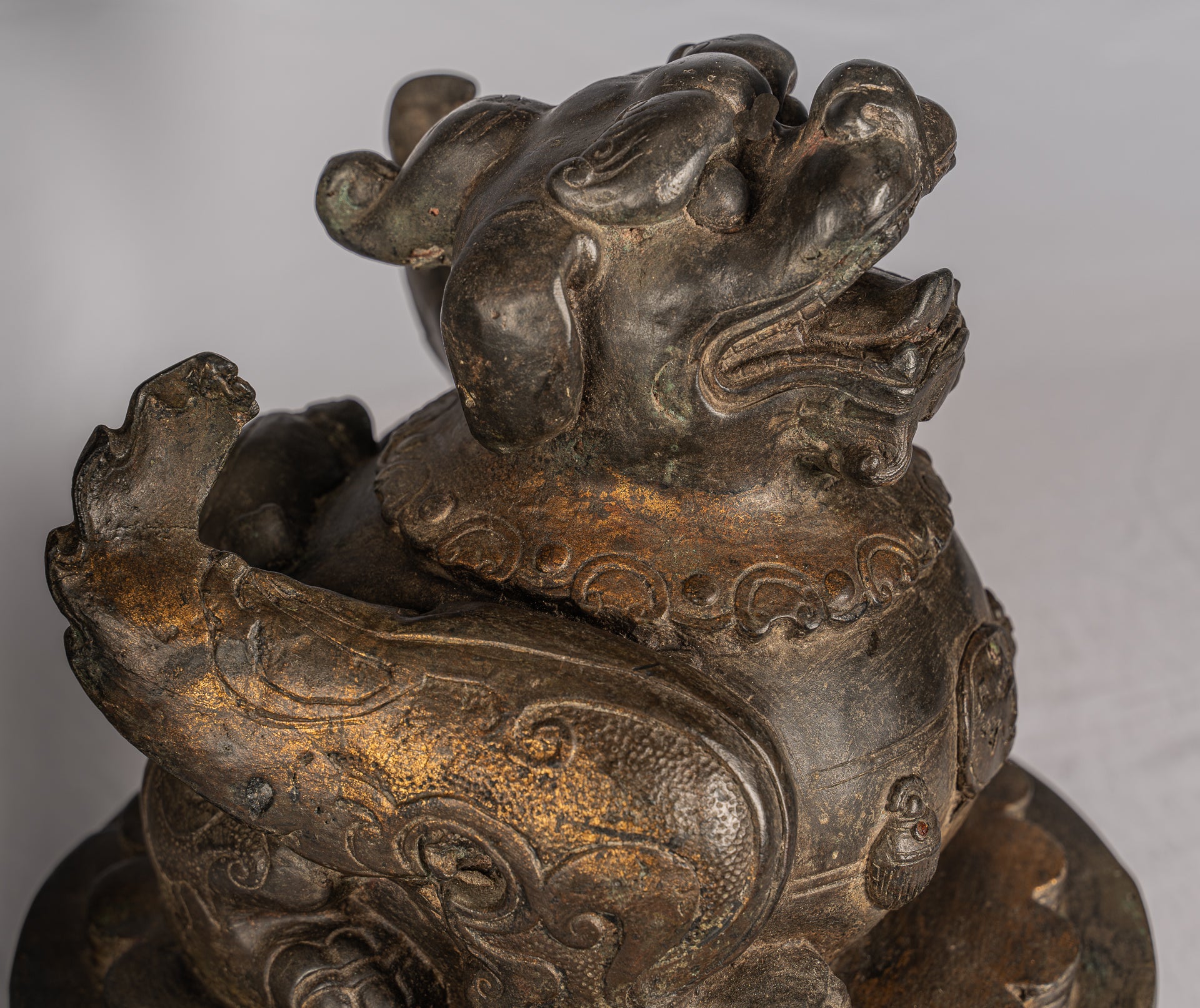 Antique chinois Temple gardien lion Fu chien reine Lion - 37cm / 15 "