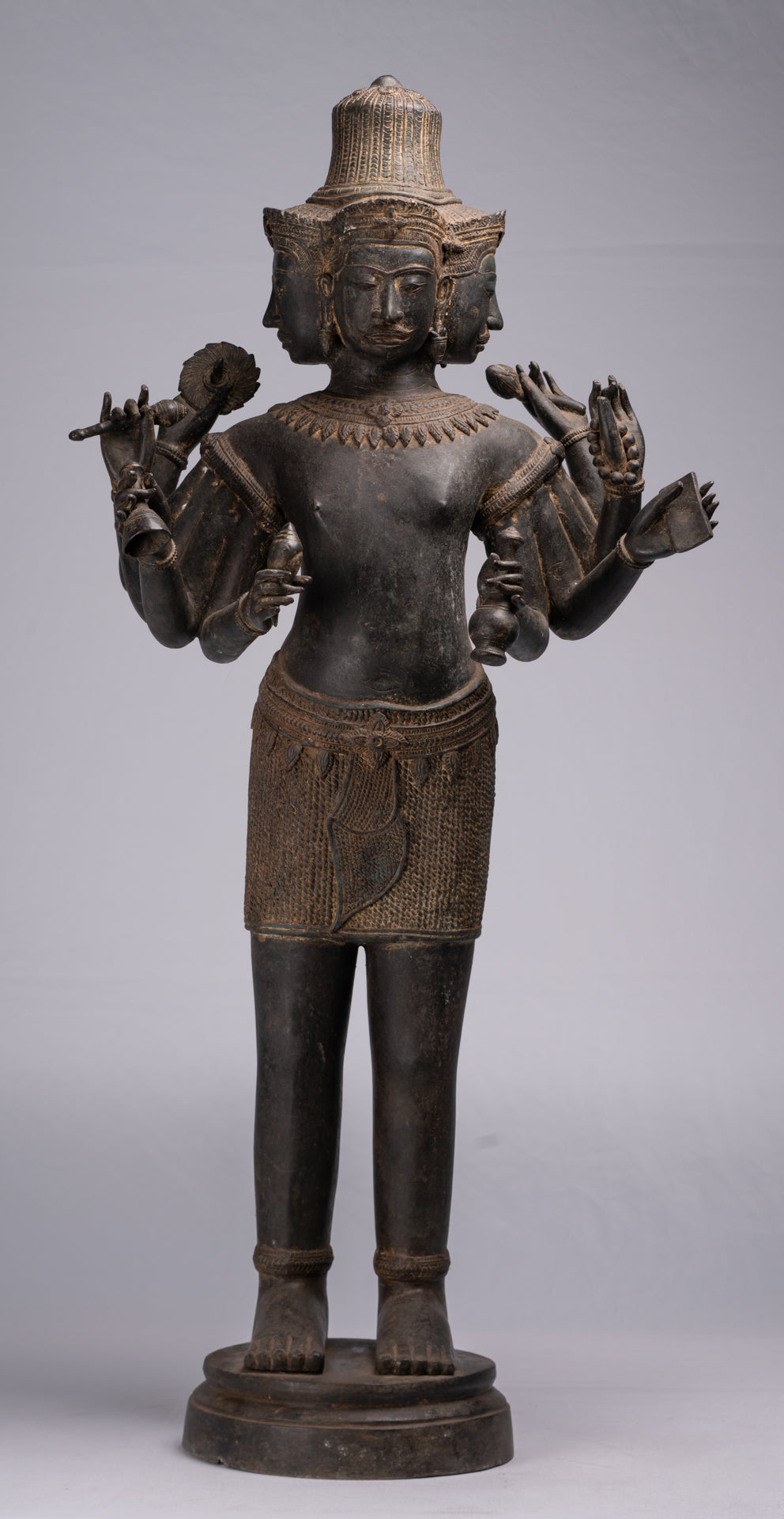 Estatua de Brahma - Estilo antiguo Khmer Koh Ker de pie Bronce Brahma - Creación de Dios Hindú - 97cm/39 "