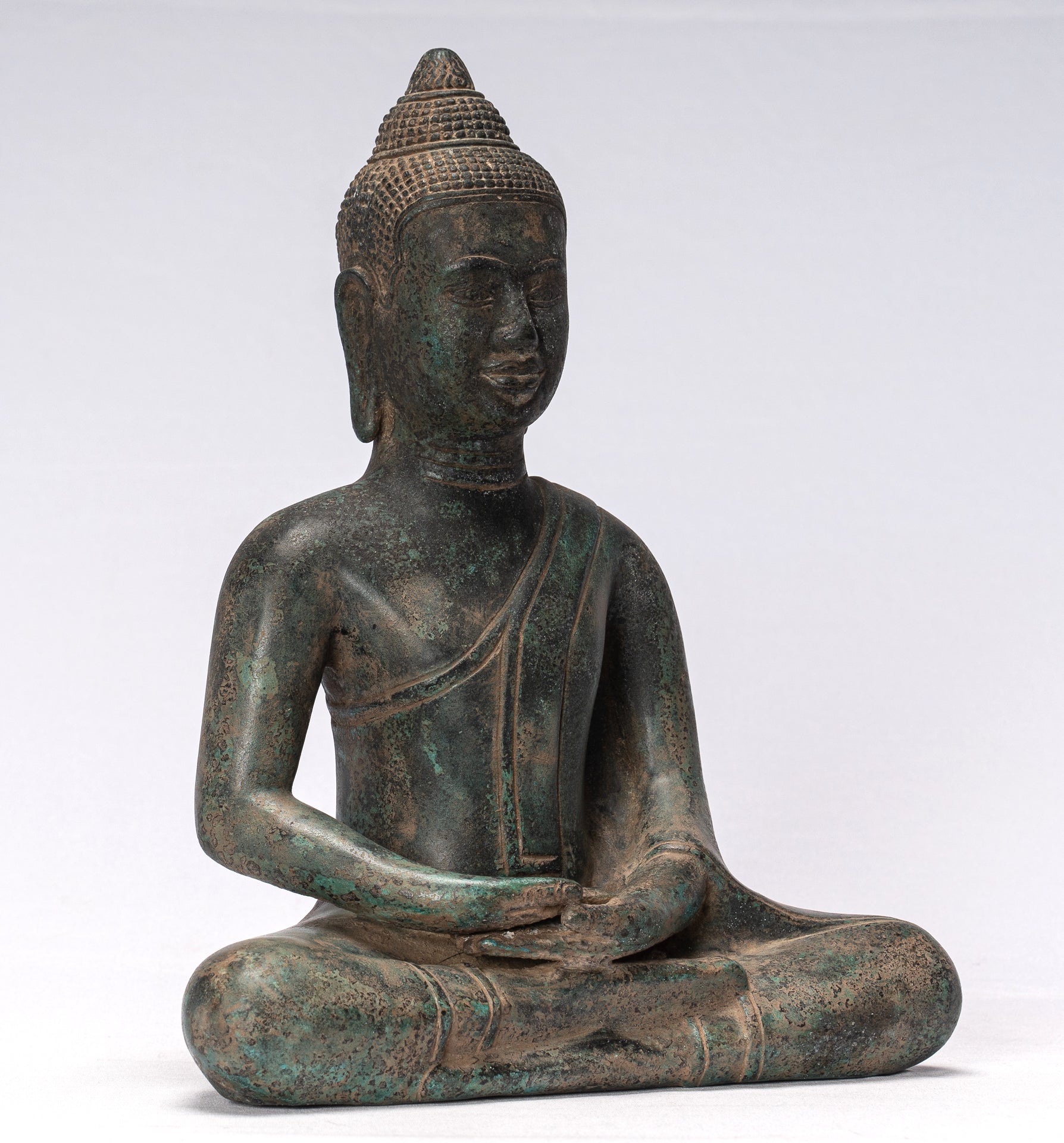 Statue di Buddha - Antique Khmer Style Meditazione seduta Buddha Statua - 28 cm/11 "