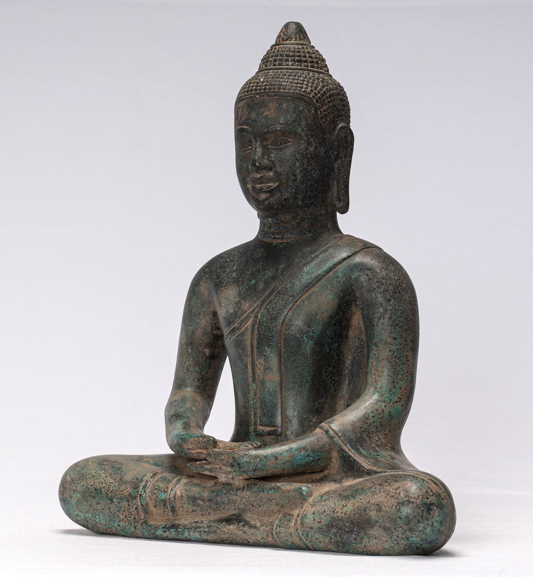 Statue di Buddha - Antique Khmer Style Meditazione seduta Buddha Statua - 28 cm/11 "