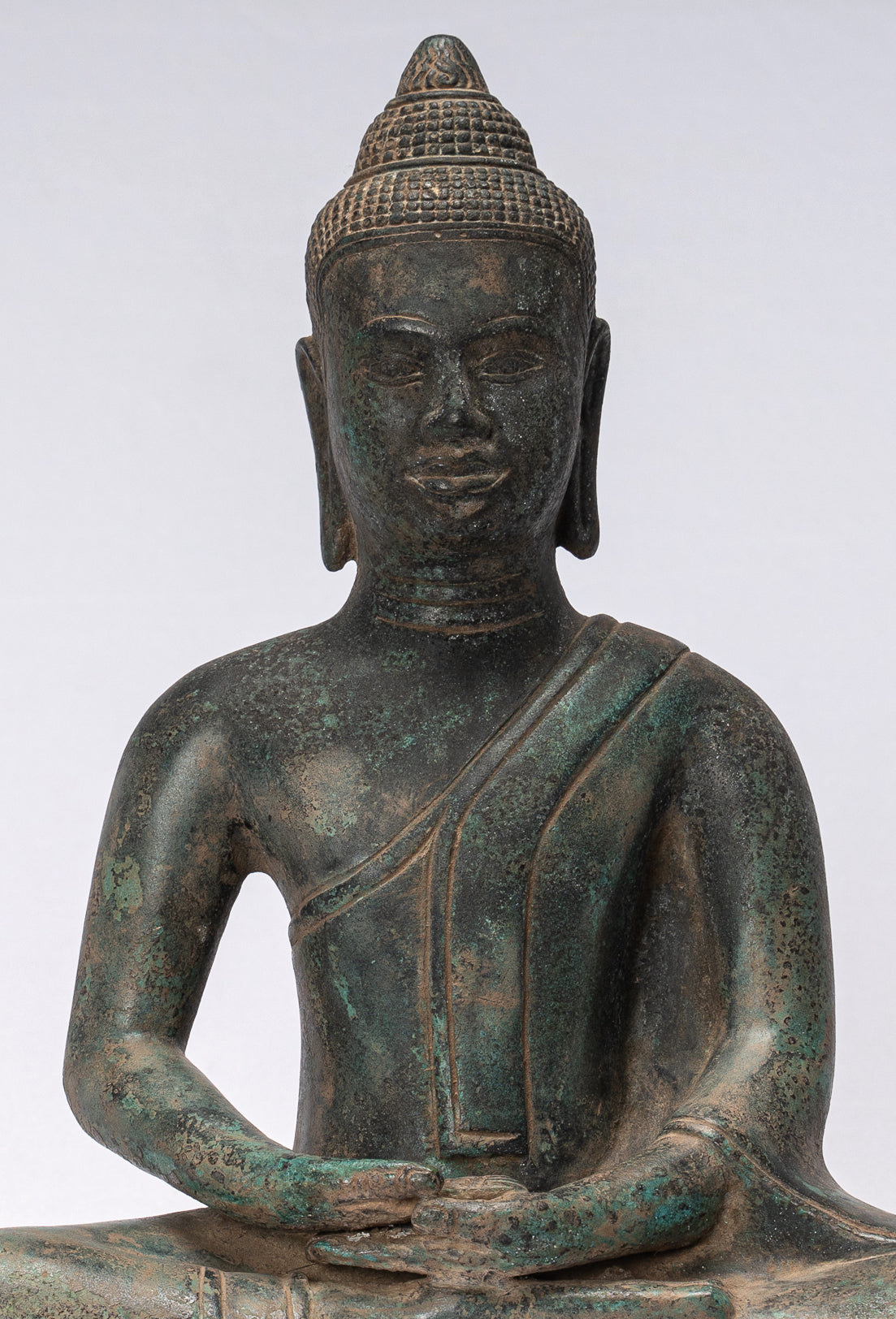 Statue di Buddha - Antique Khmer Style Meditazione seduta Buddha Statua - 28 cm/11 "