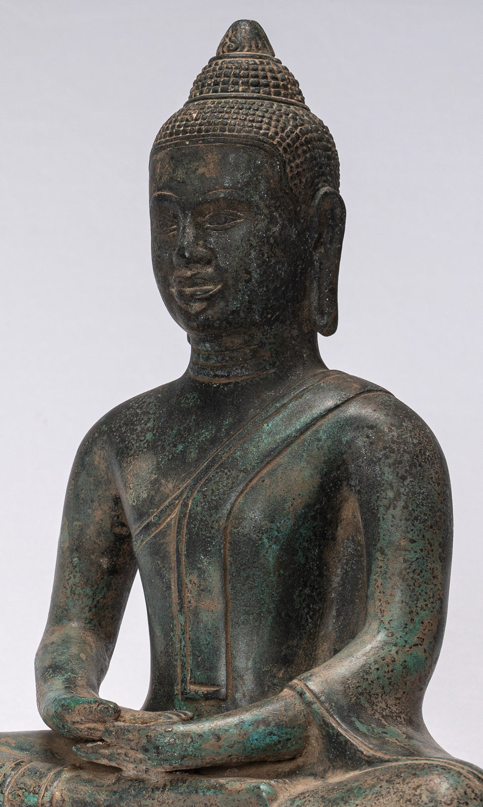 Statue di Buddha - Antique Khmer Style Meditazione seduta Buddha Statua - 28 cm/11 "
