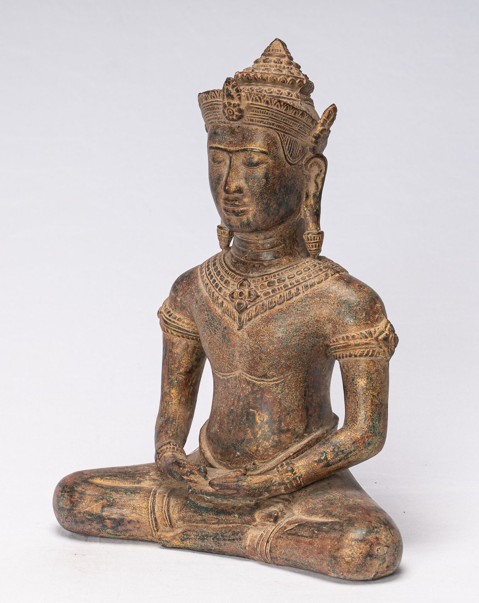 Statua Buddha - Antique Khmer in stile Khmer Meditazione seduta Angkor Buddha Statue -13,5 cm/5 "