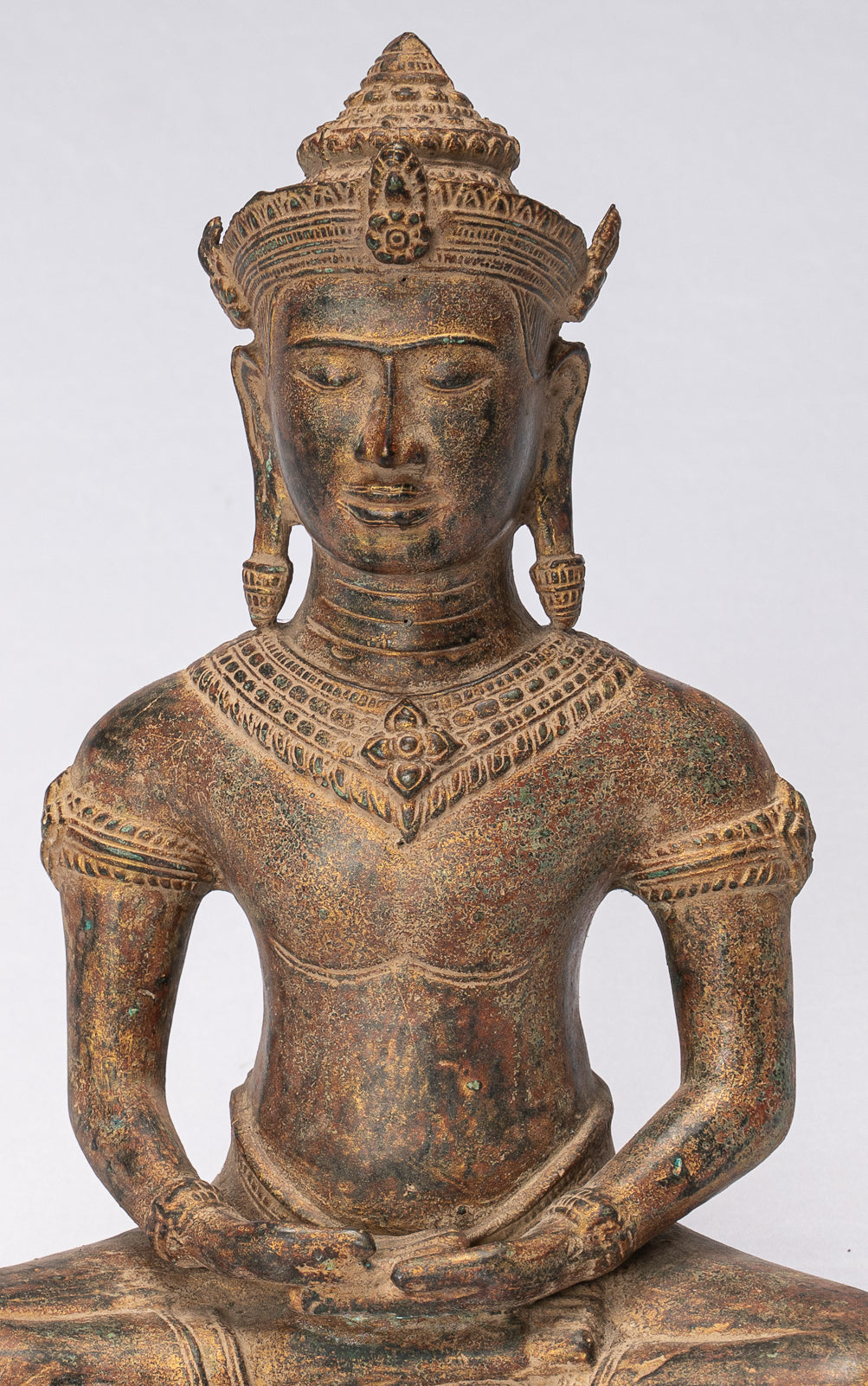 Statua Buddha - Antique Khmer in stile Khmer Meditazione seduta Angkor Buddha Statue -13,5 cm/5 "