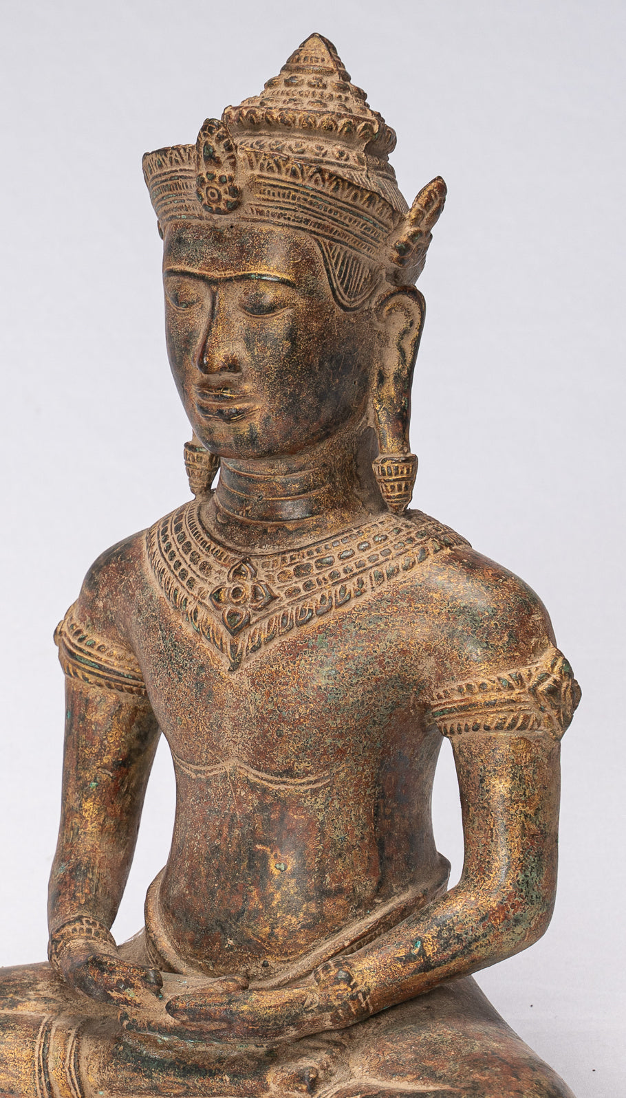 Statua Buddha - Antique Khmer in stile Khmer Meditazione seduta Angkor Buddha Statue -13,5 cm/5 "