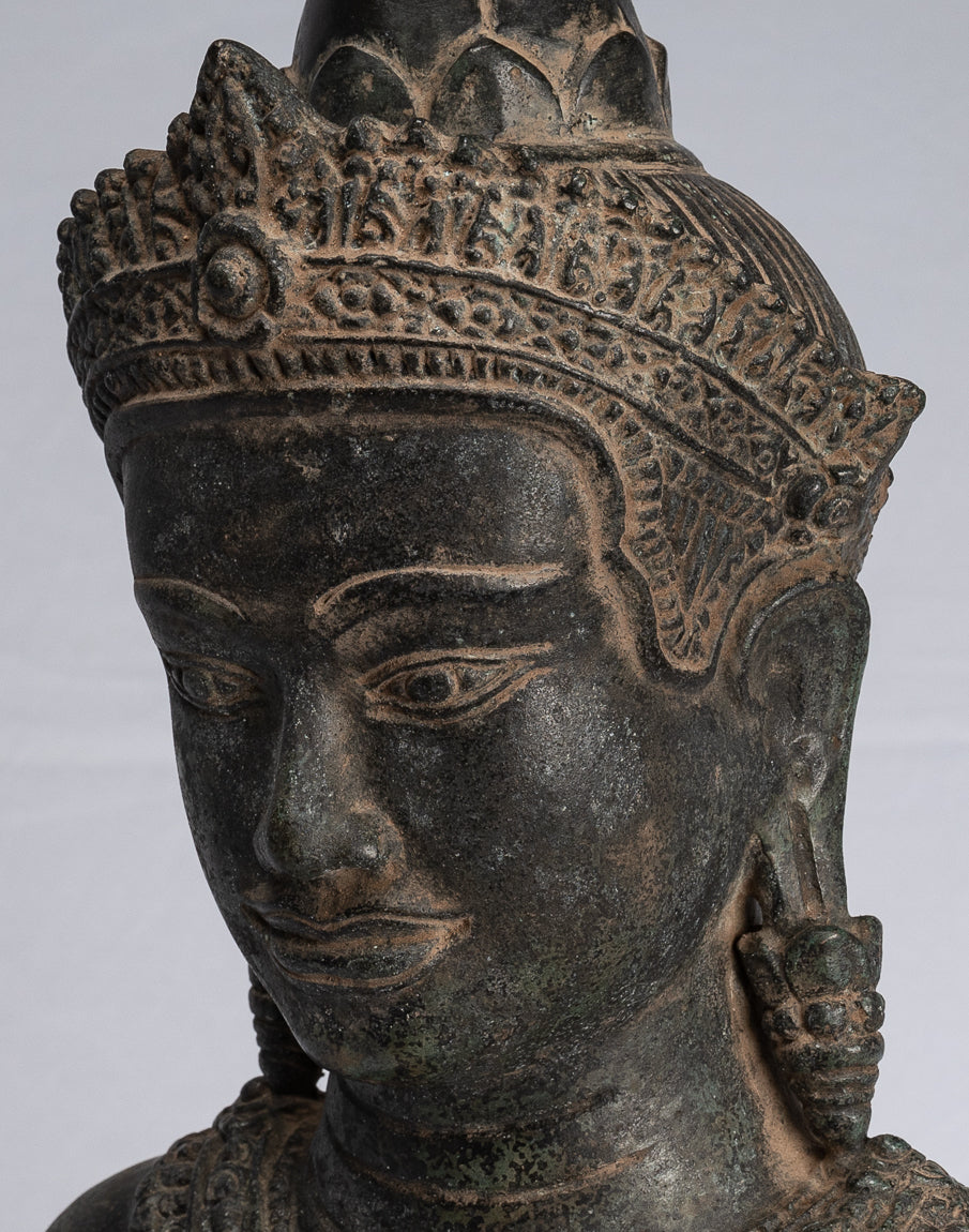 Estatua de Buda - Estatua de Buda de Meditación Amitabha de Bronce Antique Khmer - 55cm/22 "