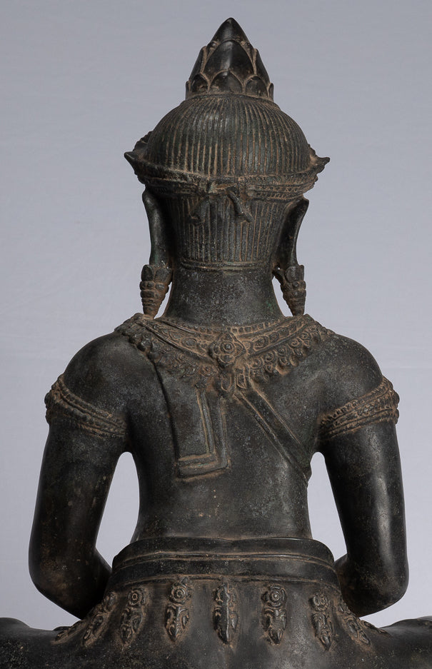 Estatua de Buda - Estatua de Buda de Meditación Amitabha de Bronce Antique Khmer - 55cm/22 "