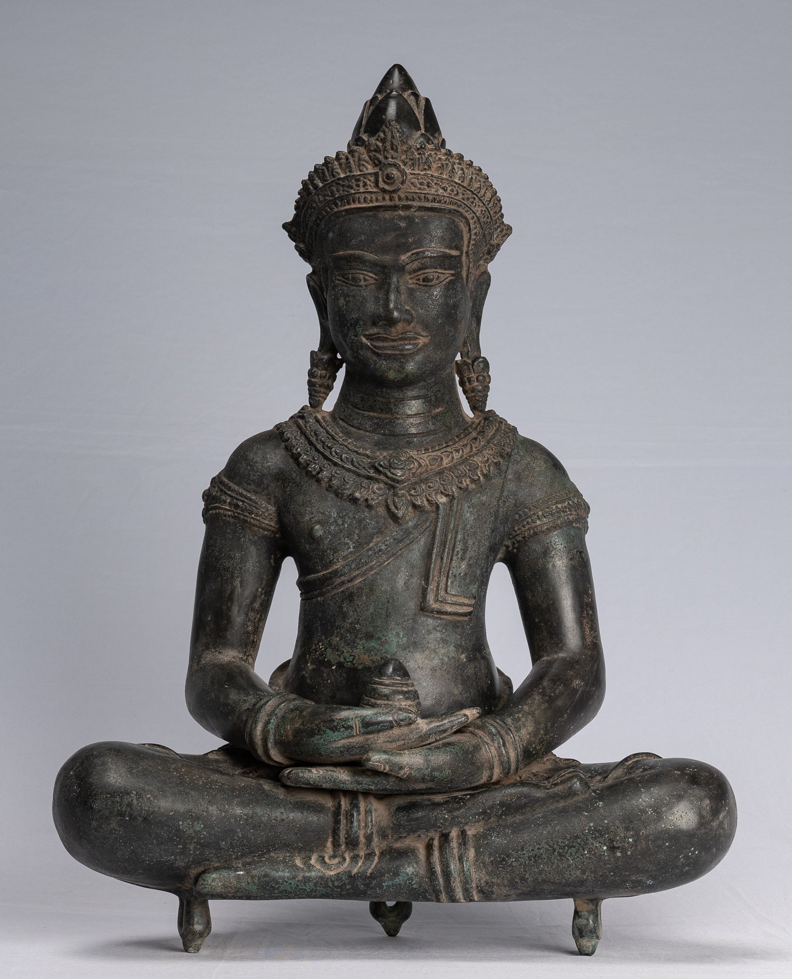Estatua de Buda - Estatua de Buda de Meditación Amitabha de Bronce Antique Khmer - 55cm/22 "