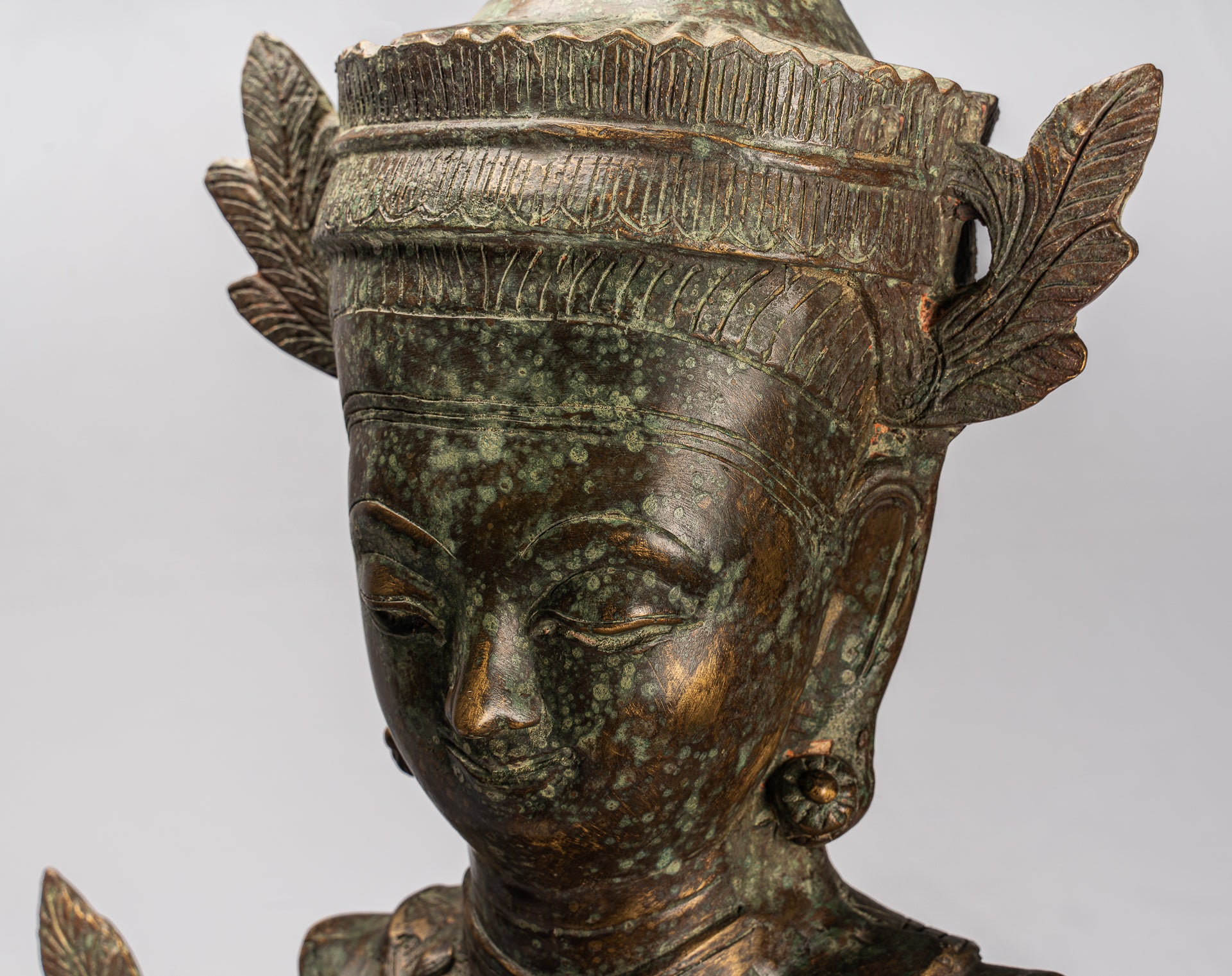 Bronzo di bronzo di Burmese Burmese Shan illuminazione statua di Buddha seduta - 102 cm/41 "