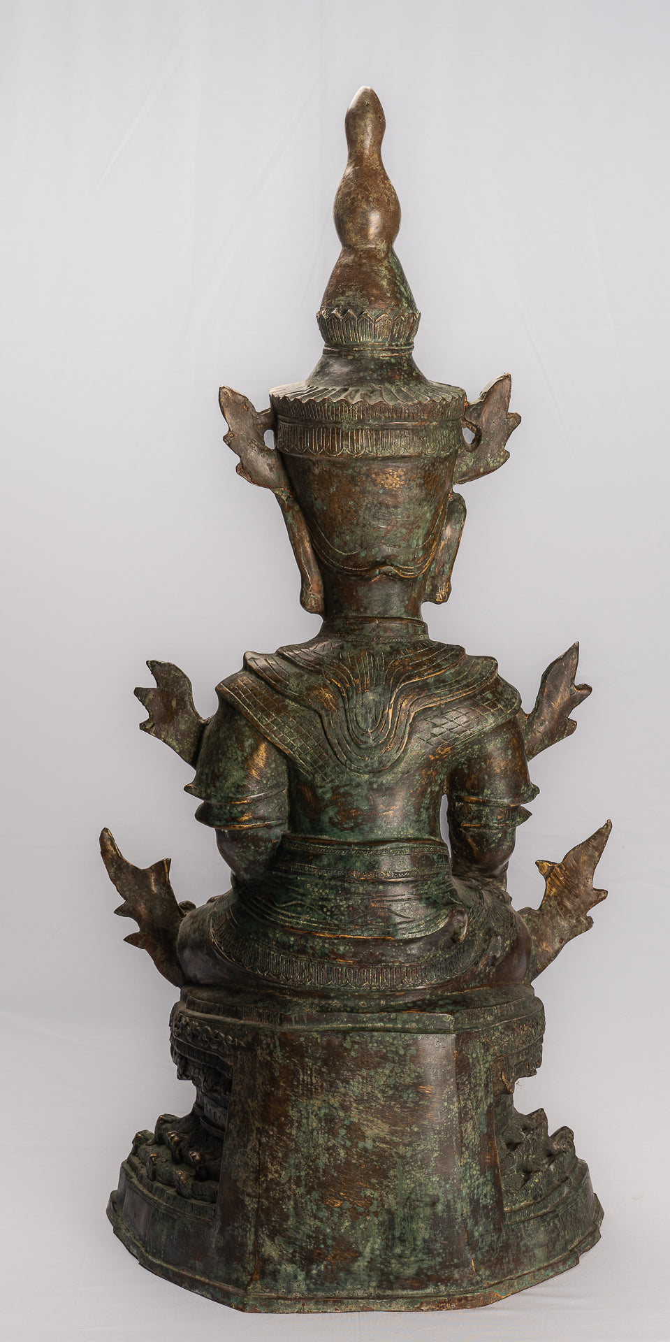 Bronzo di bronzo di Burmese Burmese Shan illuminazione statua di Buddha seduta - 102 cm/41 "