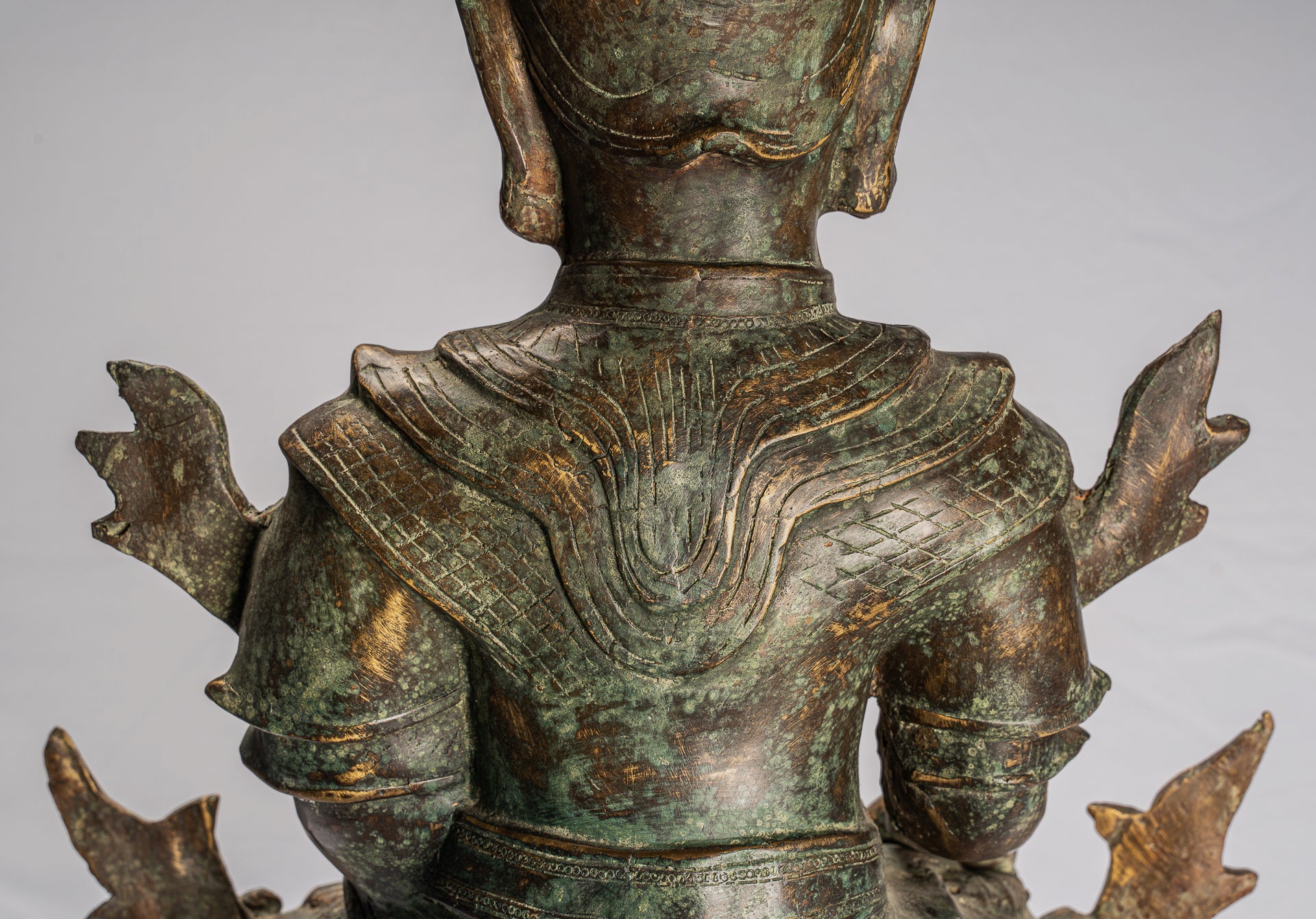 Bronzo di bronzo di Burmese Burmese Shan illuminazione statua di Buddha seduta - 102 cm/41 "