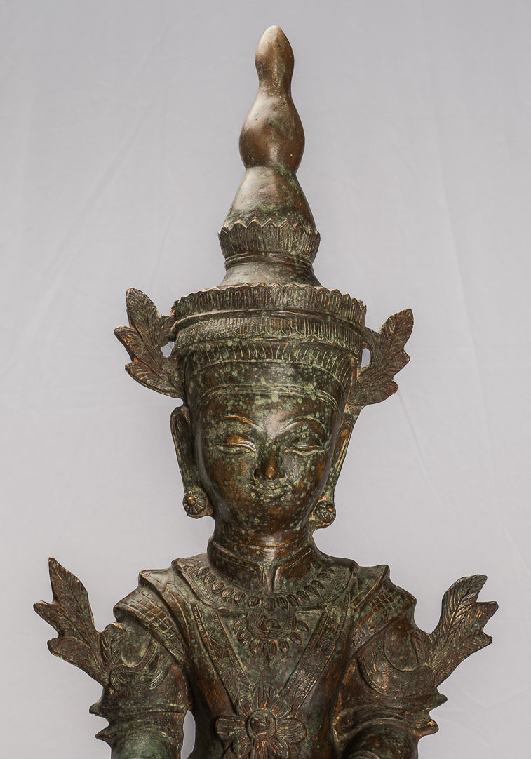 Bronzo di bronzo di Burmese Burmese Shan illuminazione statua di Buddha seduta - 102 cm/41 "